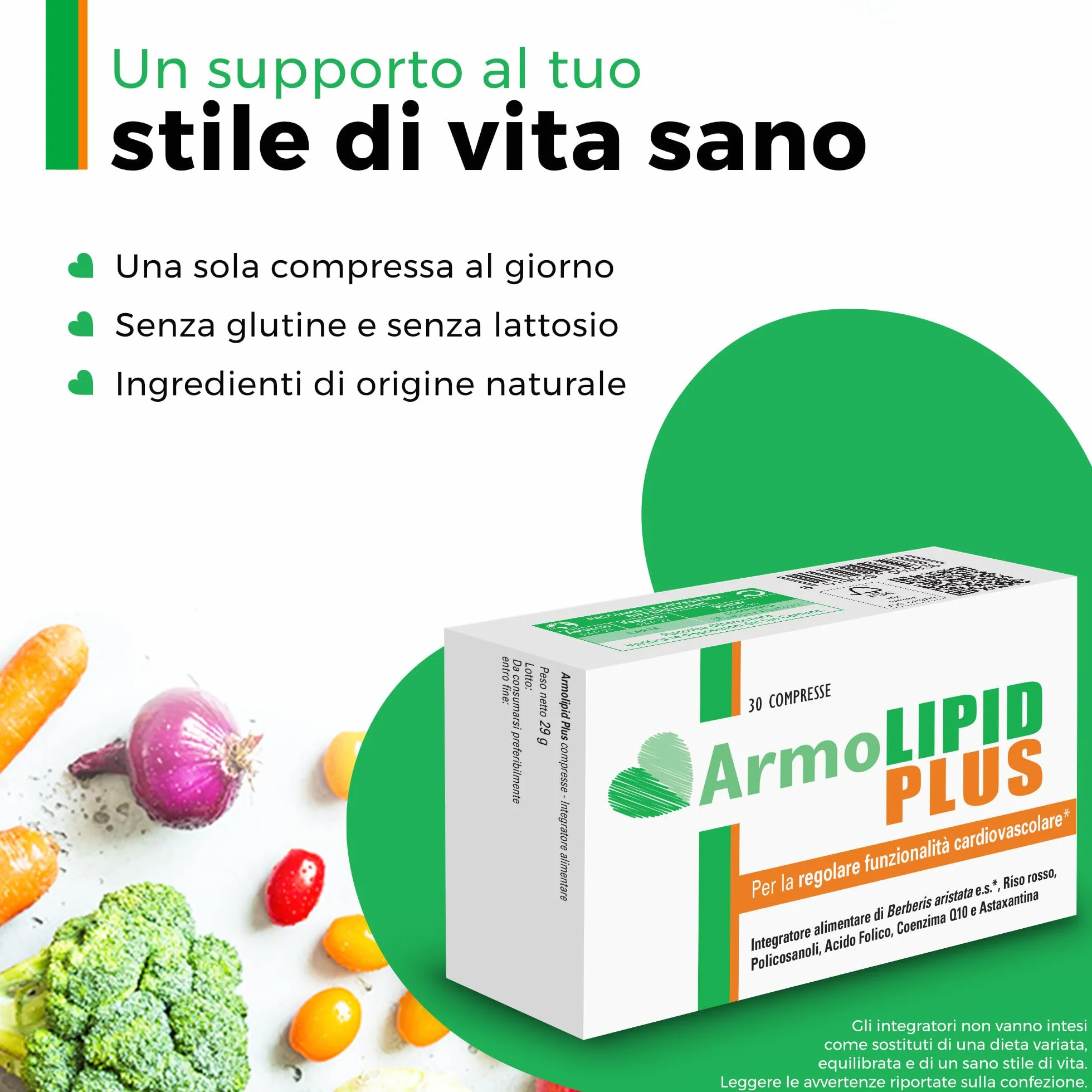 Armolipid Plus 30 Compresse Integratore Alimentare Berberis Aristata Riso Rosso Fermentato Acido Folico Policosanoli Coenzima Q10 Astaxantina