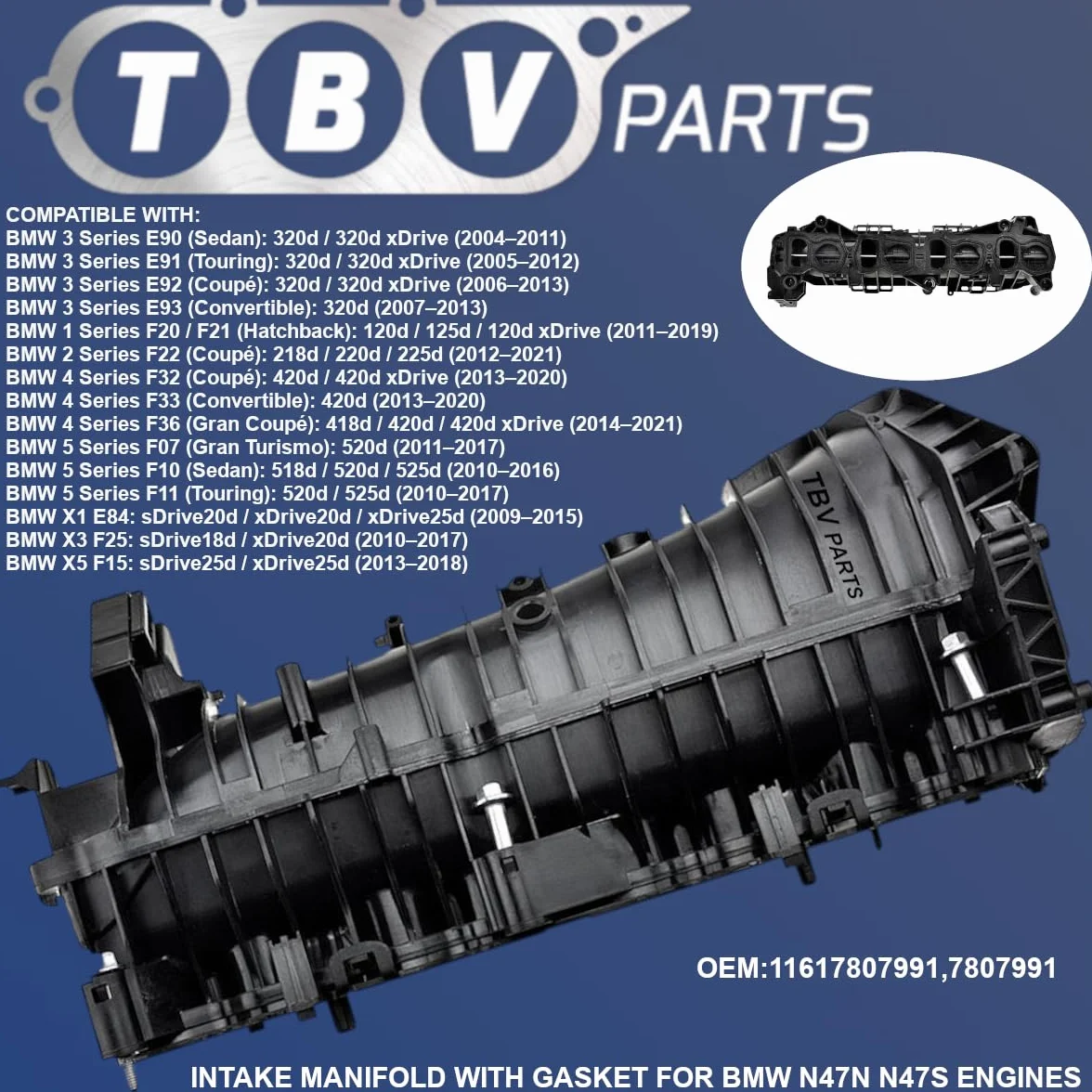Collettore Di Aspirazione 11 61 7 807 991 11617807991 7807991 COL045R Modulo collettore di aspirazione Compatibile per N47S1 N47N 2.0d F10 F20 F30 E90 E91 E92 E93 F30 F10 X1 X3 X5