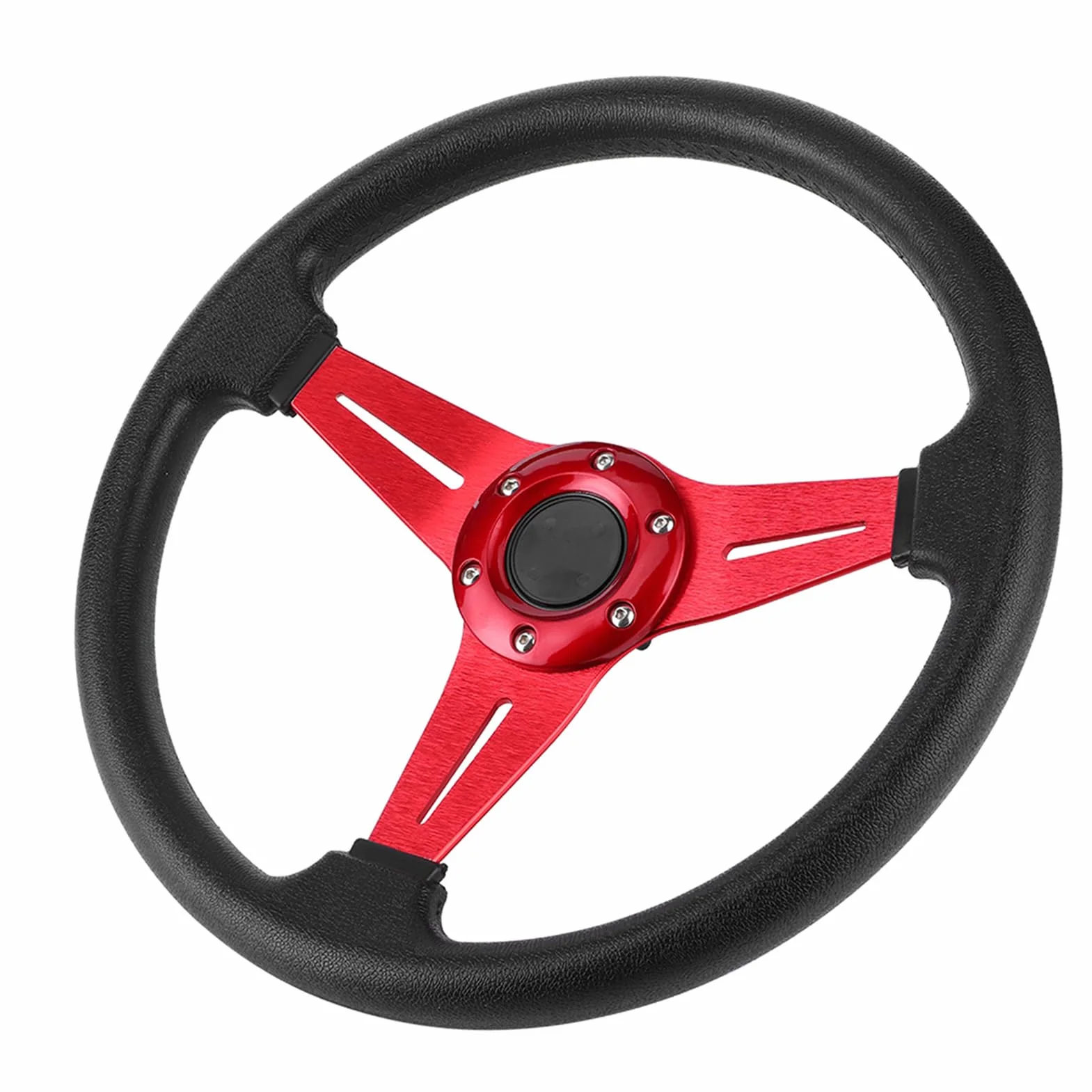 Ausla Volante 14 Pollici, Volante Alla Deriva in Lega di Alluminio PU, Impugnatura Comoda, Facile Installazione per gli Appassionati di Auto (rosso)