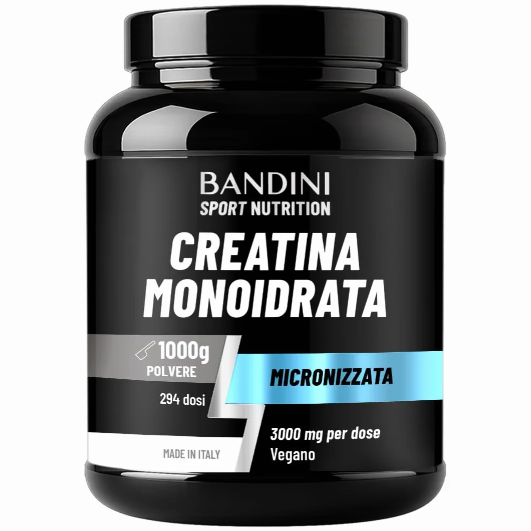 Bandini Creatina Monoidrata 1kg Polvere Pura Vegana Integratore Alimentare per Palestra Sport Fitness Pre Workout