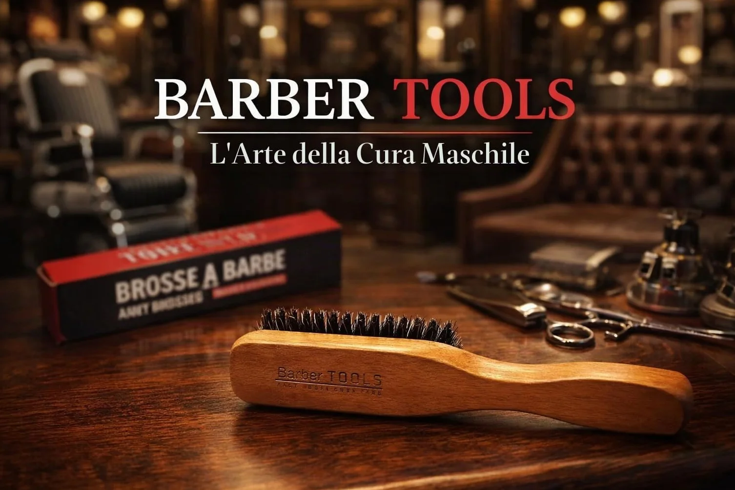 Spazzola per barba e baffi setole di cinghiale con manico 18,5x3,6x2,8cm