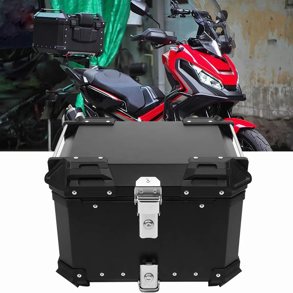BigKing 45L Bauletto Posteriore Moto, Alluminio Baule da Moto Viaggiare Scatola di Coda con Blocco di Sicurezza per Conservazione Casco Bagagli Grandi, Impermeabile Motorbike Top Box Motociclo Topcase