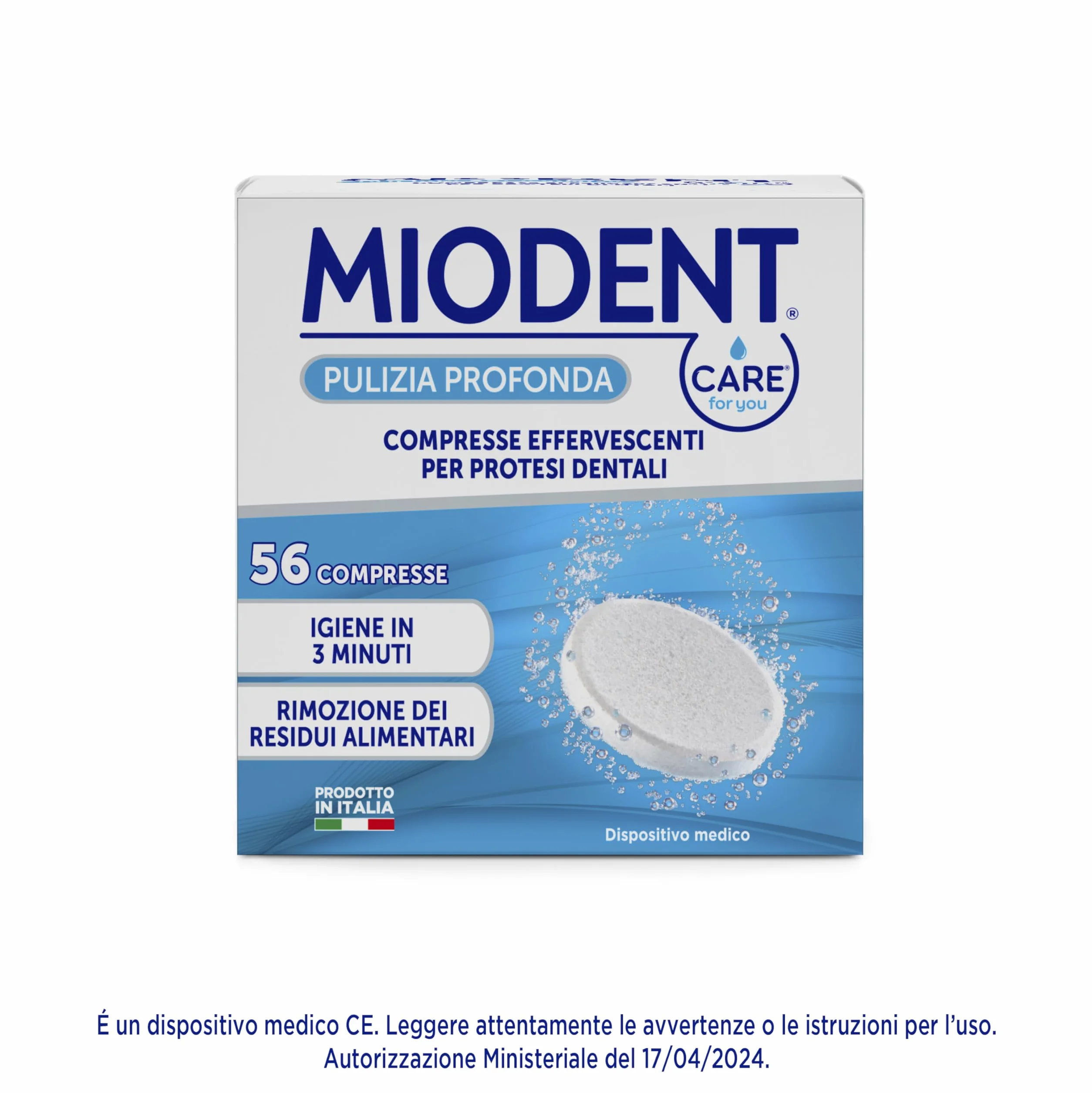 MIODENT Compresse Effervescenti per Protesi Dentali 56 compresse Igiene Rimozione Residui