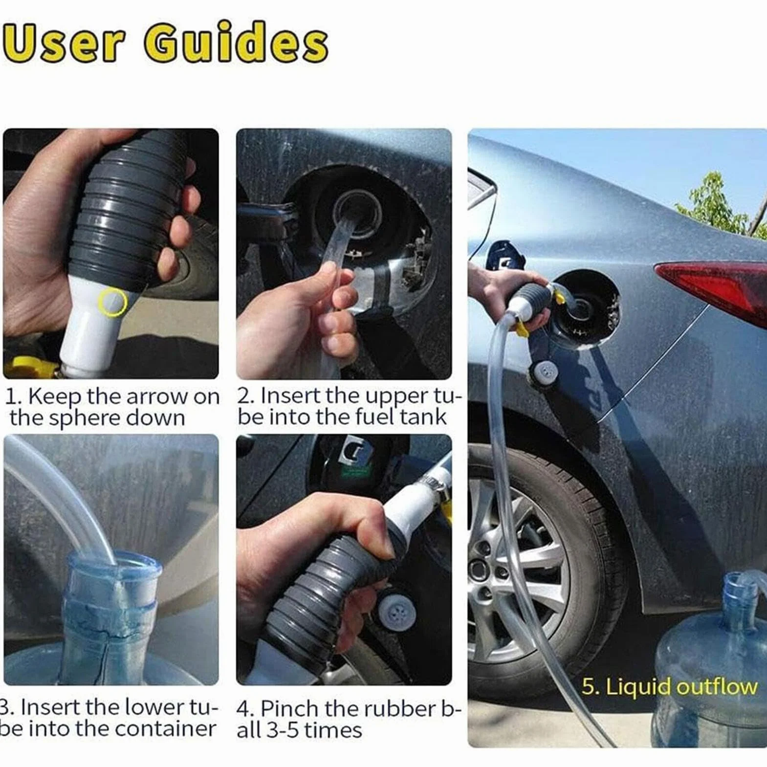 Pompa di aspirazione manuale per liquidi - Pompa manuale a ventosa per liquidi, design portatile con tubo a sifone | Attrezzatura da lavoro da giardino, irrigazione, compatibile con tosaerba, strument