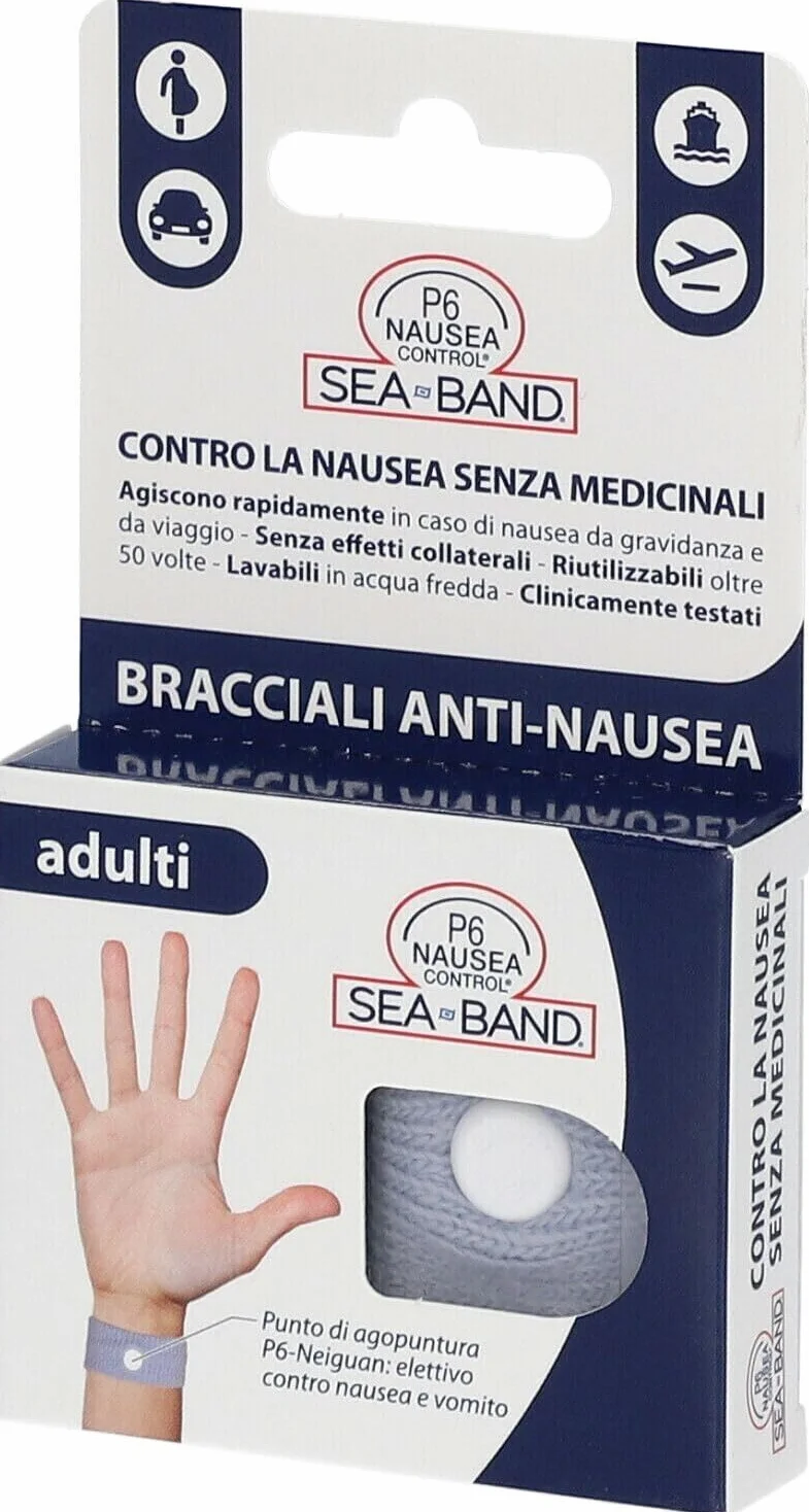 Bracciali Anti-Nausea per Adulti, Dispositivo Medico CE Classe I, Riutilizzabili, Confezione da 2