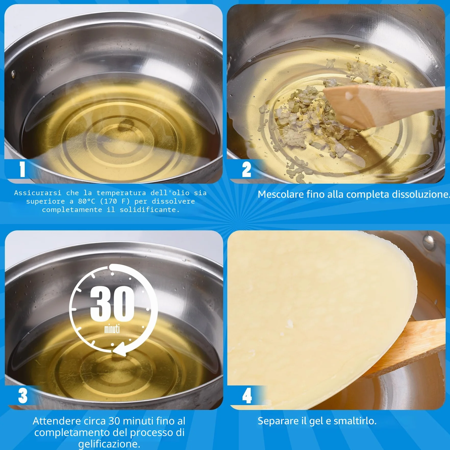 Solidificante Olio da Cucina in Polvere - Solidificatore Grasso per Olio Fritto, Raccolta 100%, Eliminazione Fino a 8.5 L