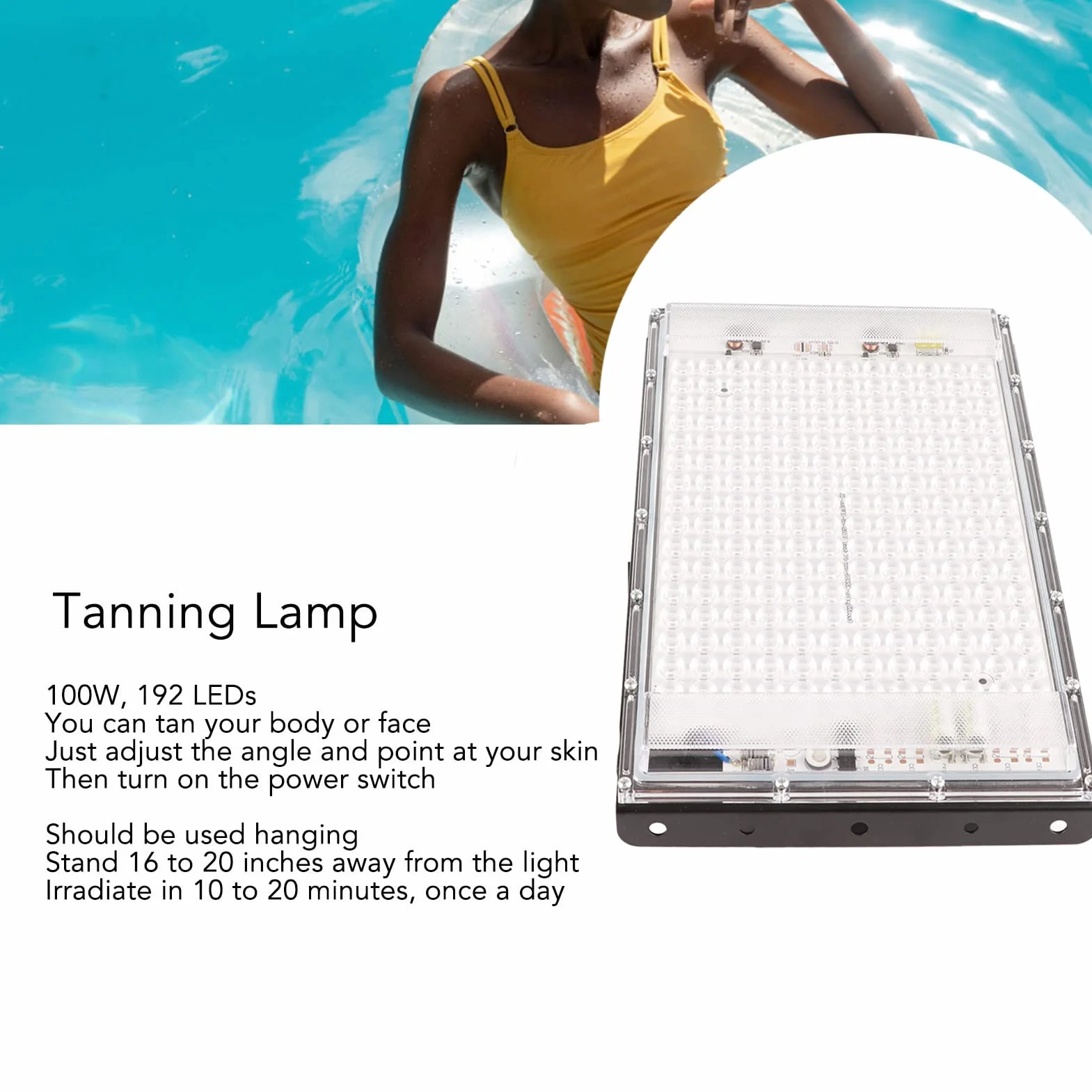 Lampada Abbronzante 100W 85-265V 192 LED Viso Corpo Spina UE