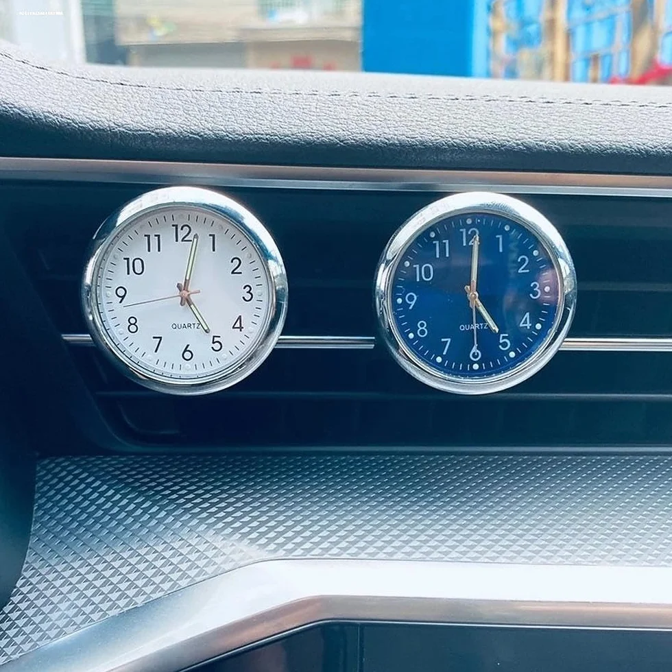 generico Orologio cruscotto Auto con termometro Digitale, Montaggio 40mm Ventilazione o Adesivo, retroilluminazione LED per Interno Auto, Facile Lettura