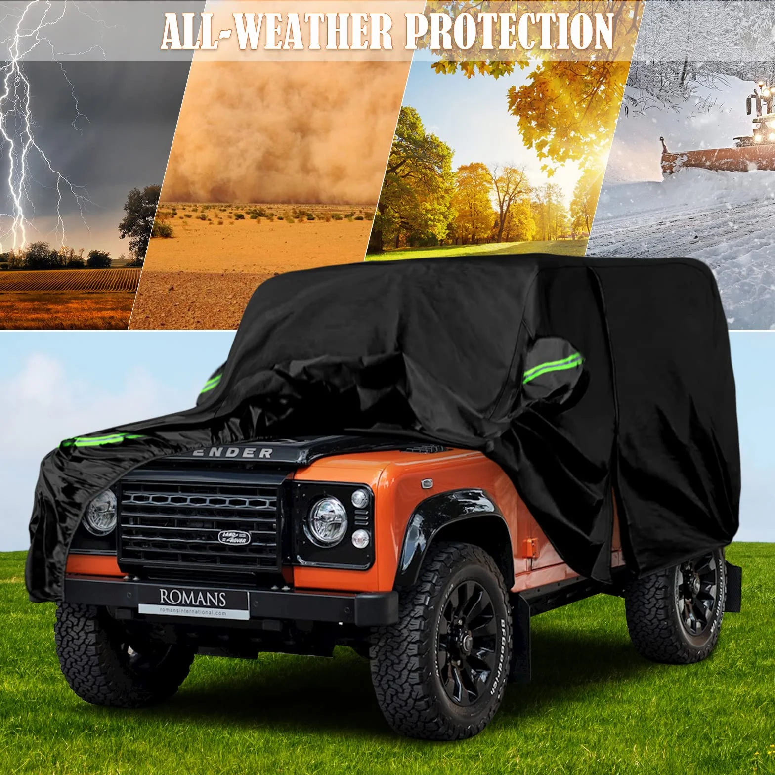 Telo Copriauto da Esterno Compatibile con Land Rover Defender 90 1990-2016, Copertura Auto Impermeabile Traspirante Telo per Auto con cerniera protezione da neve, pioggia, polvere