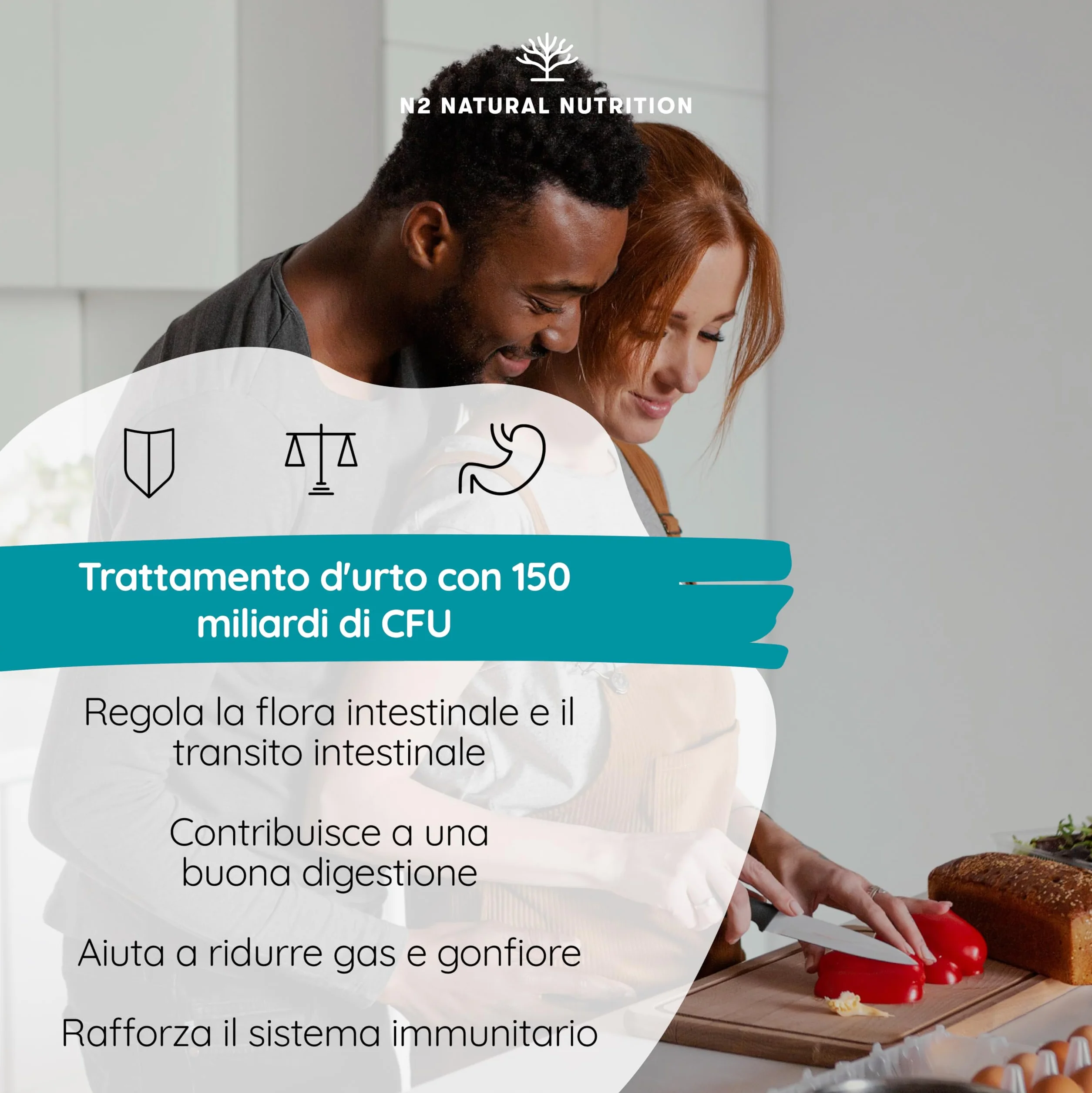 N2 Natural Nutrition Fermenti Lattici Probiotici 150 Miliardi UFC 20 Ceppi 90 Capsule Vegano
