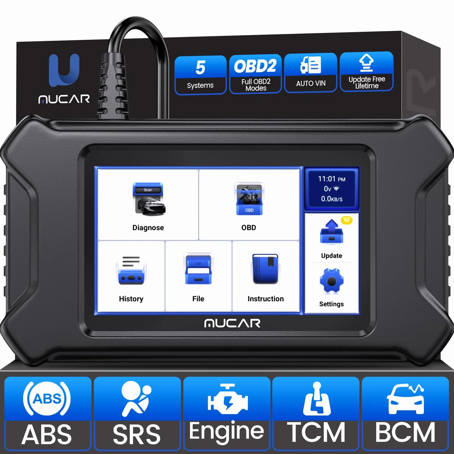 mucar CS5 OBD2 Professionale Diagnosi Auto 5 Sistemi Motore ABS SRS Trasmissione BCM WiFi