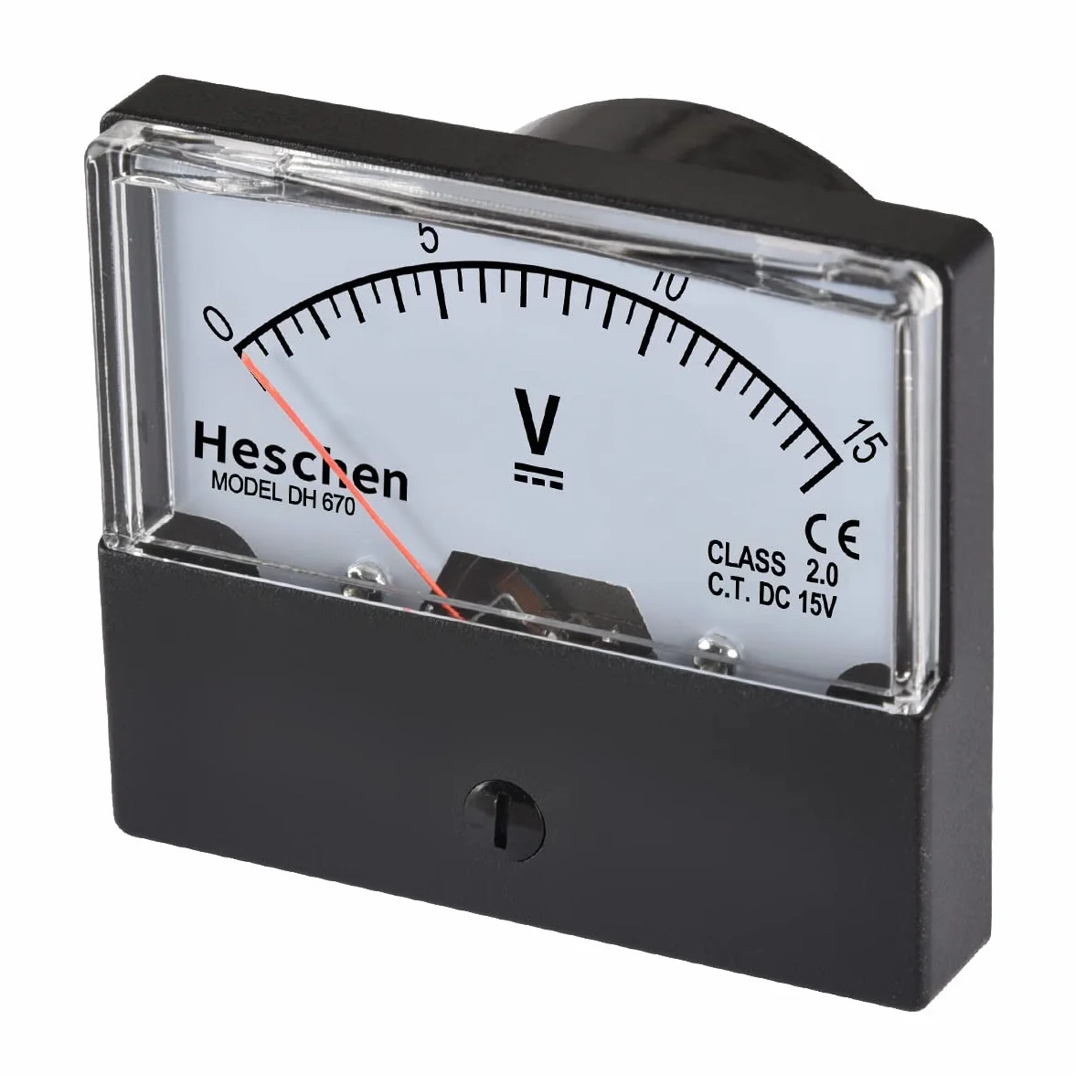 Heschen Voltmetro Rettangolare Analogico DH-670 DC 0-15 V Classe 2.0 CE
