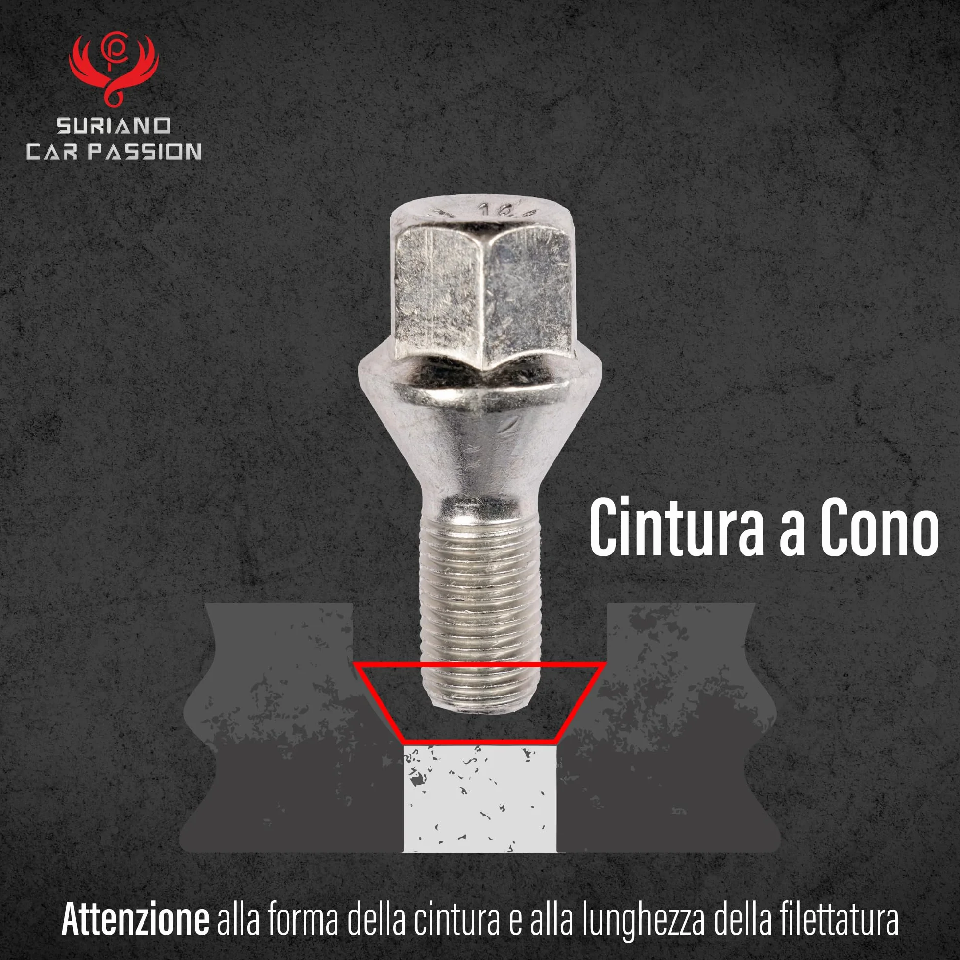 Kit 20 bulloni ruota Compatibili con Jeep Renegade dal 2014 e Compass (solo dal 5/2020 in poi) Fissaggio ruote cerchi in acciaio e in lega M12x1,25