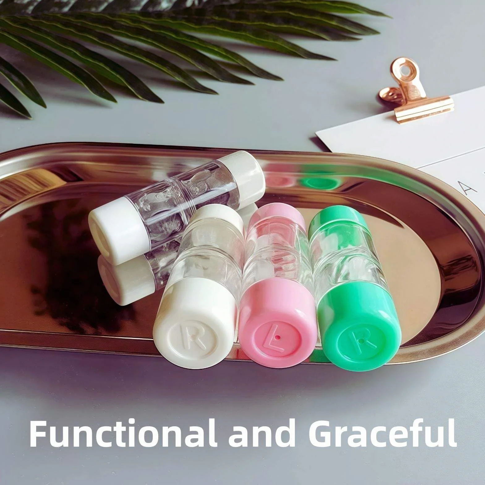 Set di 4 contenitori per lenti a contatto dure, portatile, compatto, rosa, bianco, blu, verde