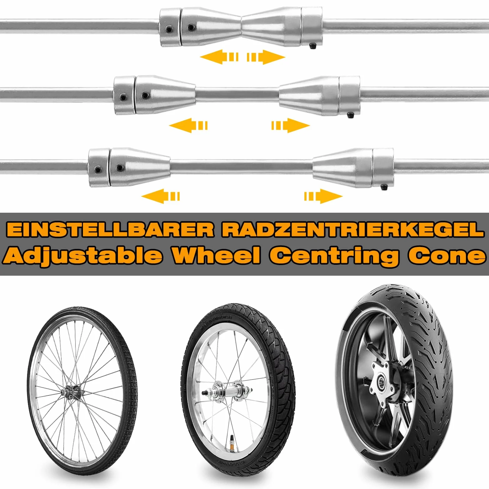 LARS360 Equilibratore per moto, con coni regolabili e livella a bolla per pneumatici da moto, 40 x 19 x 50 cm
