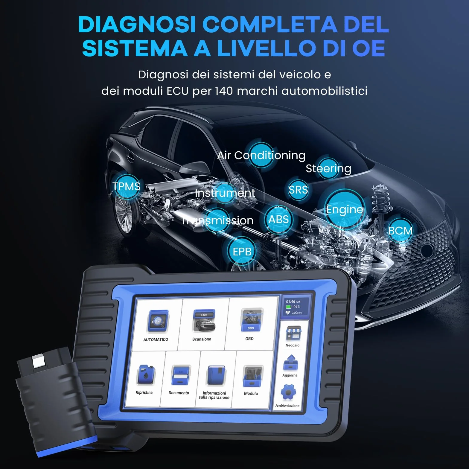 MUCAR VO7 OBD2 Diagnostica Auto ECU Codifica Controllo Bidirezionale Strumento Diagnostica Completo
