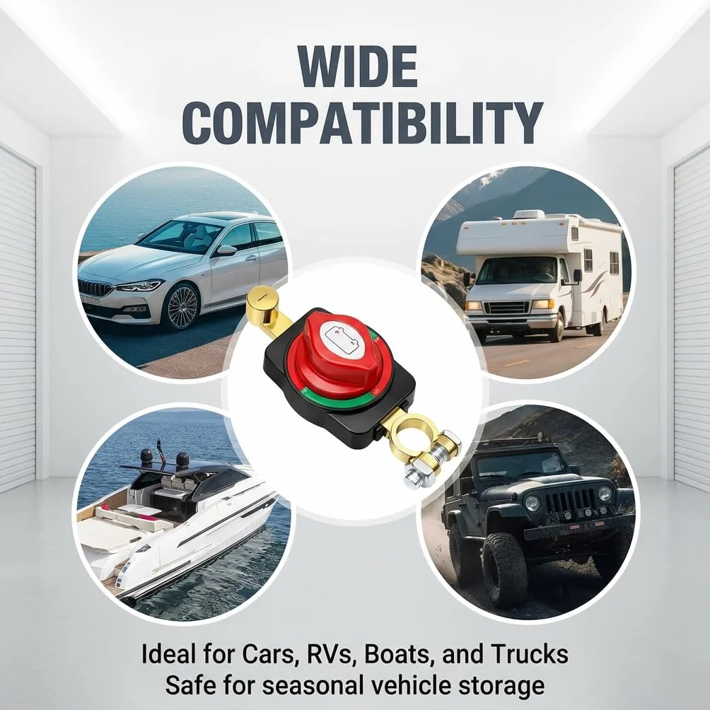 Interruttore Stacca Batteria 12V–48V 300A, Sezionatore Impermeabile per Auto, Camper, Barca, Yacht, Moto, Camion e Caravan, Interruttore Principale Batteria Sicuro e Affidabile