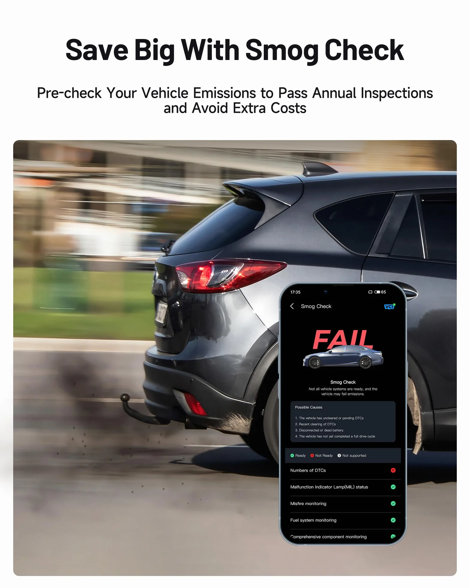 TOPDON CarPal OBD2 Bluetooth Scanner per iOS Android, Diagnostica Auto Completa, 6 Funzioni Reset, Controllo Smog