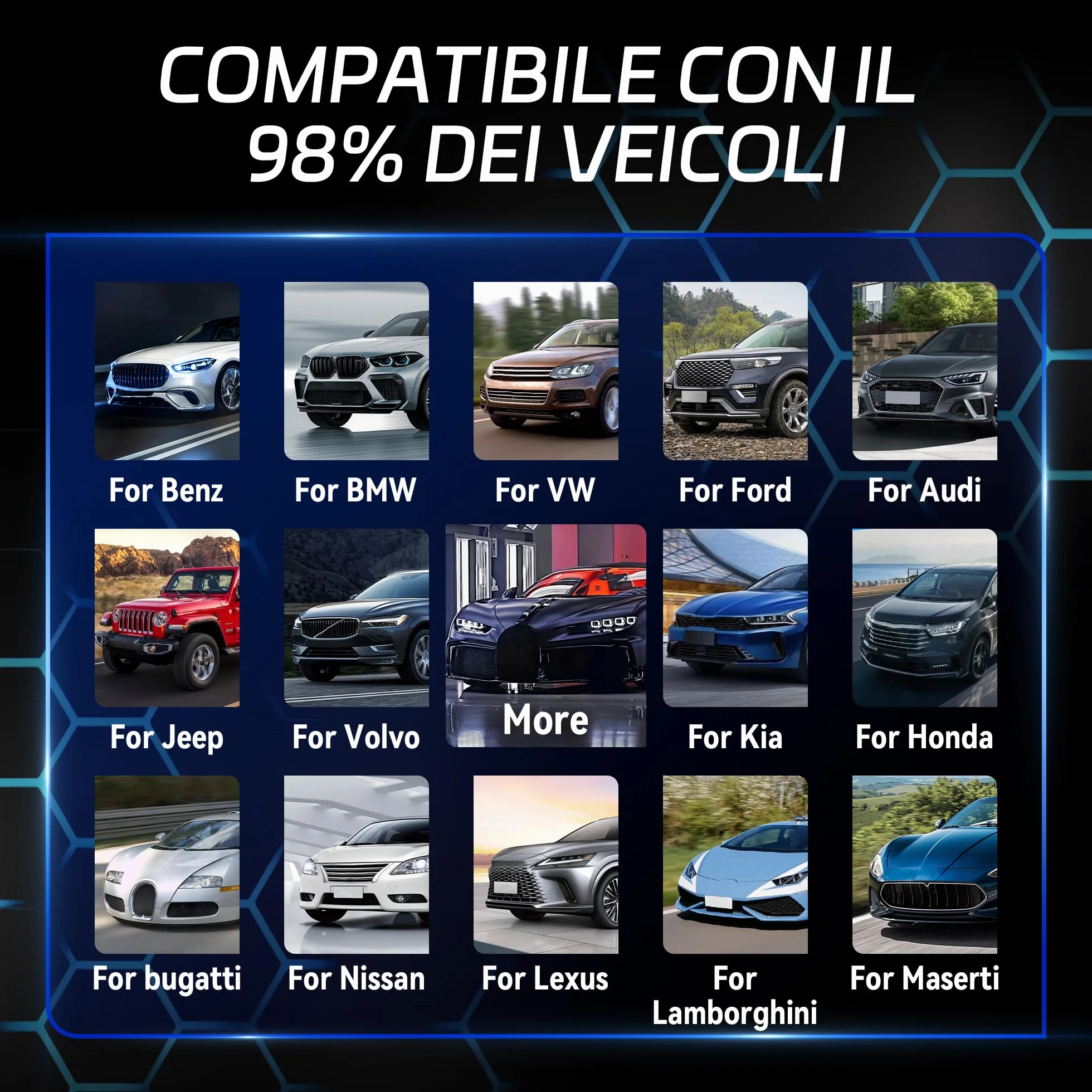 OBD2 diagnostico universale per tutti i veicoli OBDII dopo il 1996, lettore guasti auto completo per BMW VW Mercedes Audi