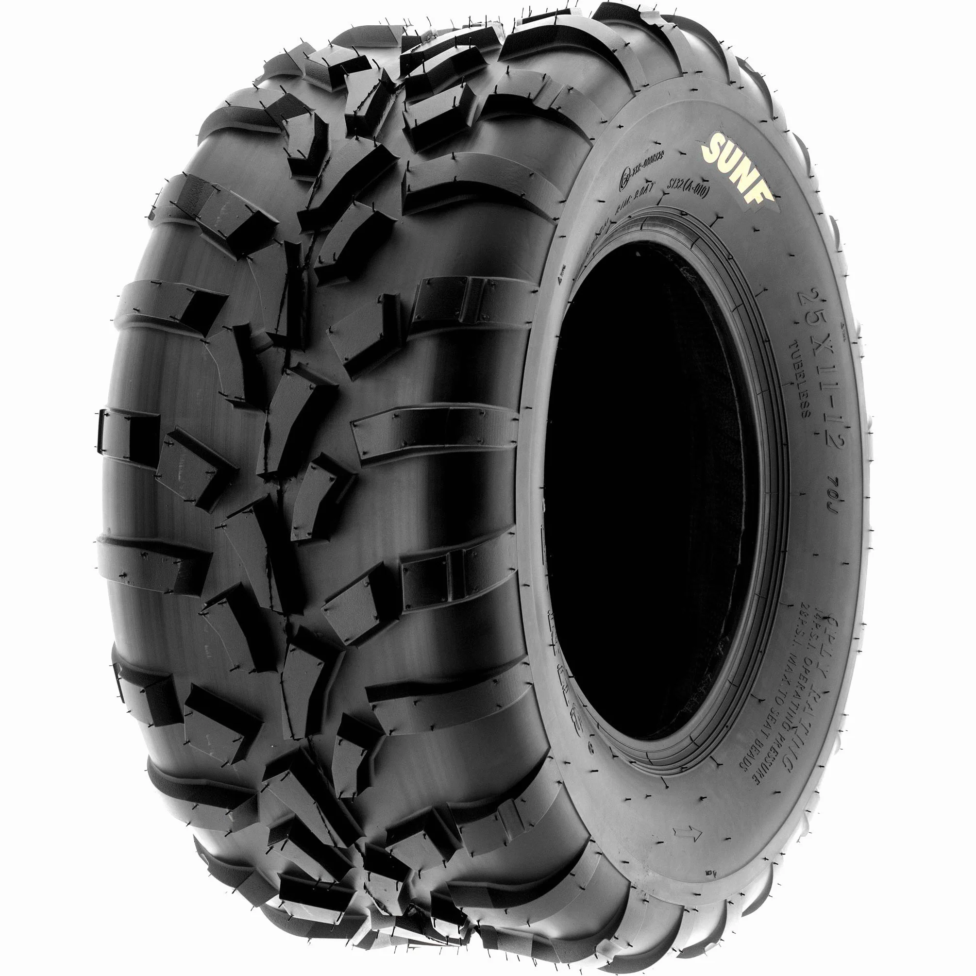 SunF A010 25x8-12 & 25x10-12 ATV UTV Quad Pneumatici fuoristrada 6PR TL 70J E4 Mark battistrada direzionali e nodosi, set di 4 pezzi