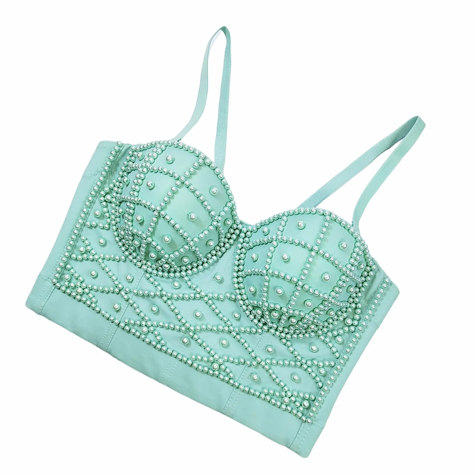 Reggiseno corsetto push-up punk gotico con strass diamante clubwear party