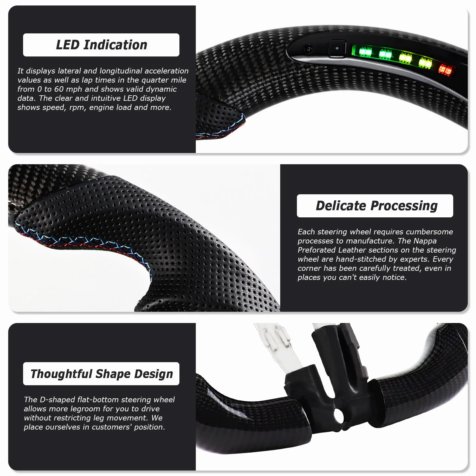 Volante LED in fibra di carbonio per BMW M Sportserie/M Performance Serie M5 F10 F11 F06 F12 F13 F01 F02 F03 GTF07 M5 F10/F90 M6 F06/F12/F13 M8 F92/F92/F92/F92/F92/F90 3 EU