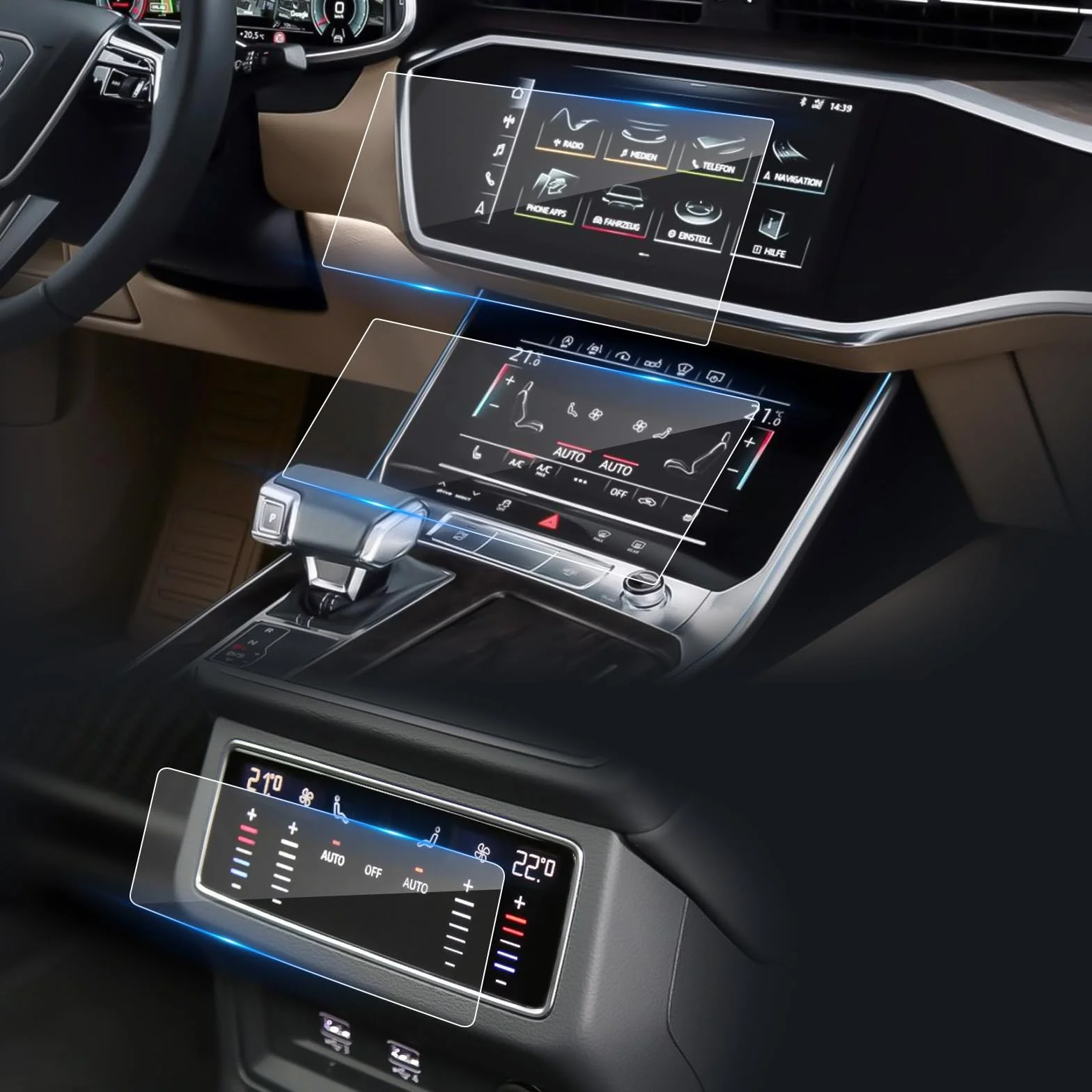 Pellicola Protettiva per Display Audi A6 A7 2019-2024, 9H Vetro Temperato Schermo Tattile Centrale