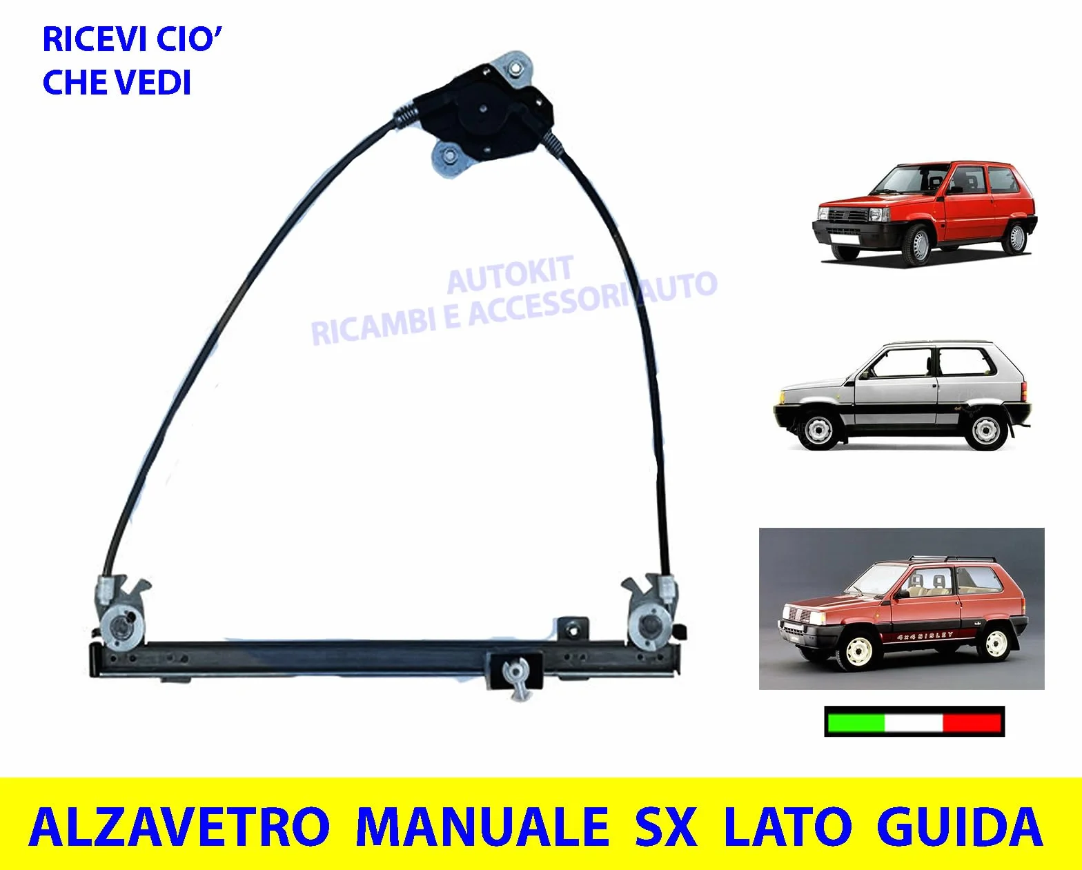 Alzavetro Manuale Anteriore Sinistro per Panda 141-141A 1980-2003 WFT168-L