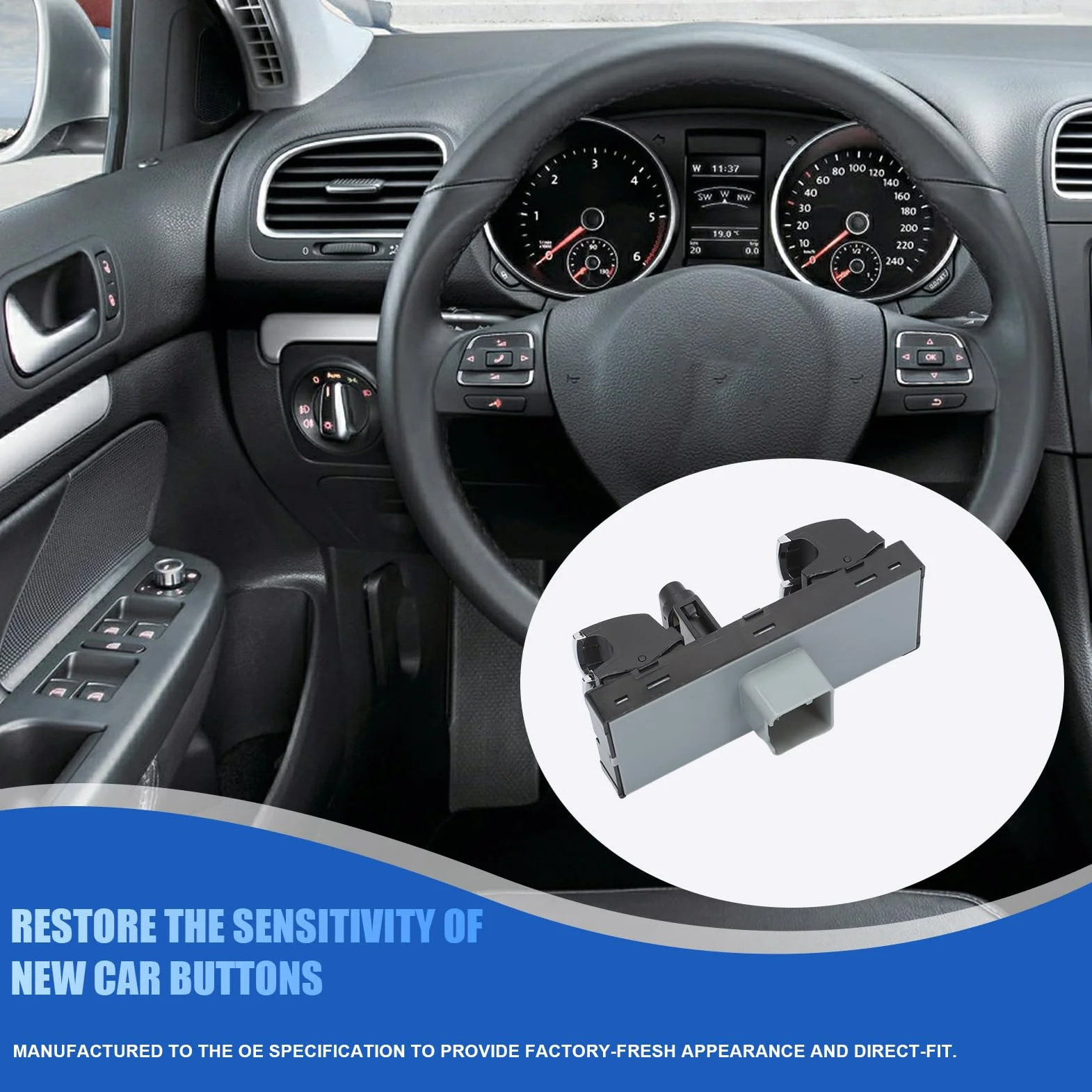 Interruttore Pulsantiera Alzacristalli per Golf 6 Je-tta 5ND959857,Electric Power Pulsante Interruttore Finestra per Polo Passat Caddy Tiguan Touran 5K4959857