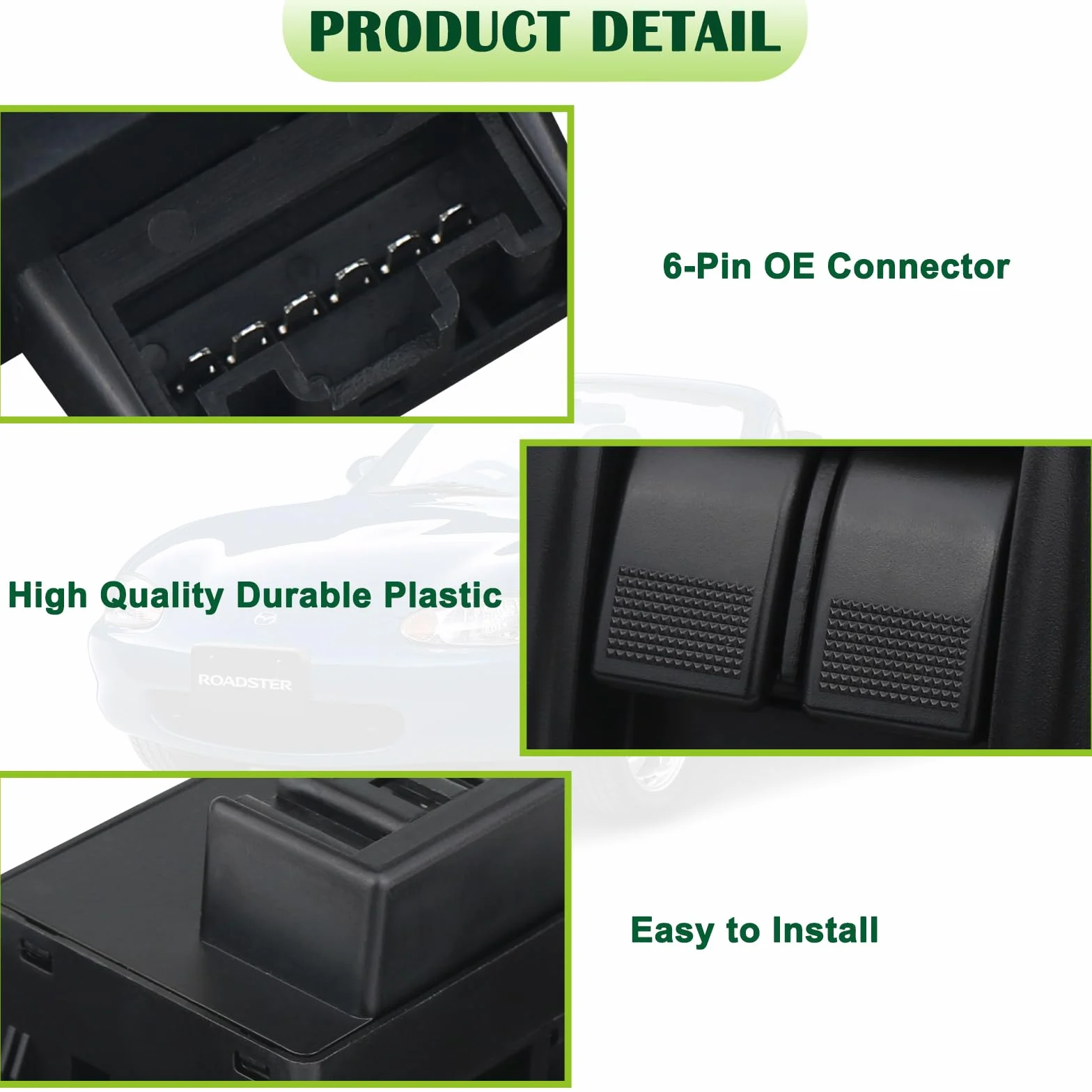 Interruttore per alzacristalli elettrici per console centrale, compatibile con Mazda Miata 1998-2000, sostituisce NC11-66-350B-02