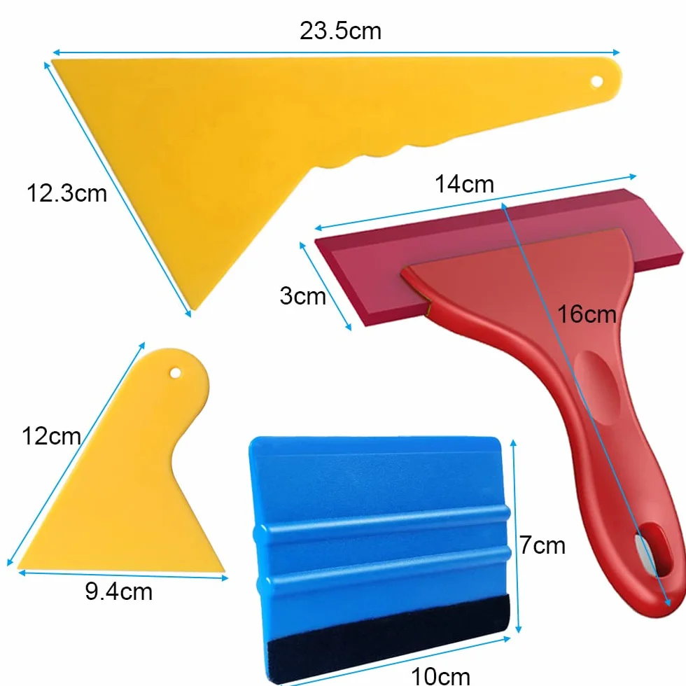 Gebildet 6 in 1 Kit per Attrezzi di Installazione per Vinile a Tinta con avvolgimento di Finestra per Auto, con Coltello da Intaglio,Squeegee PP,Scaffale a Fibra Nera,Seccatoio in Silicone in Gomma