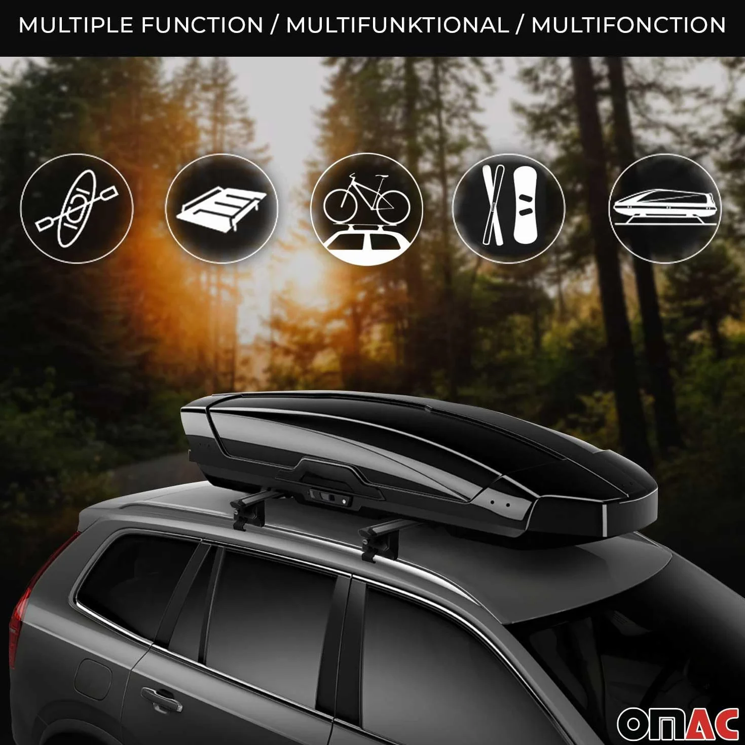 OMAC Barre Portatutto Alluminio TÜV geprüft per Peugeot 5008 II 2017-2024 – per Rail Tetto Integrati – T Nut – Max 100 kg – 2 Schlösser Nero