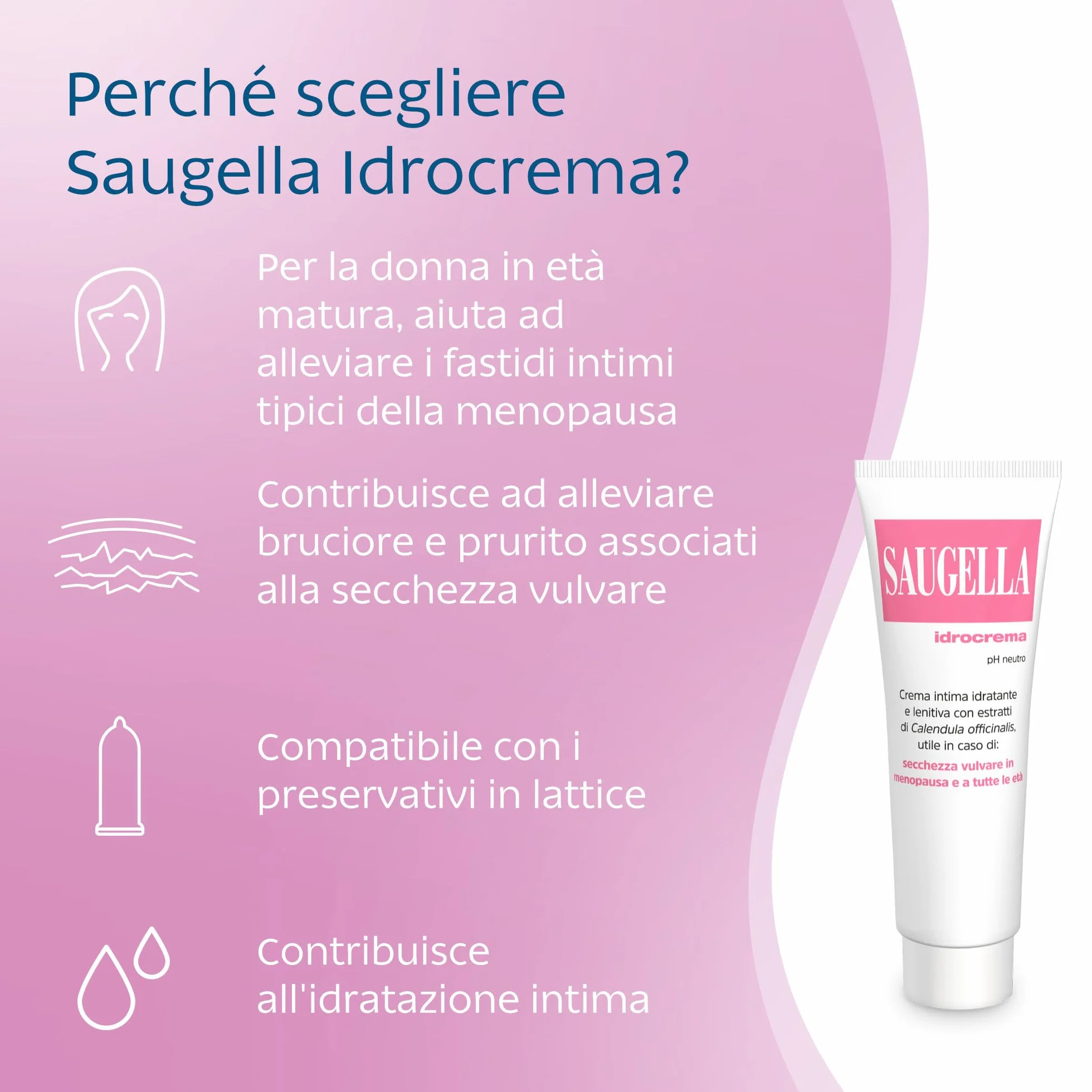 Saugella Idrocrema pH Neutro 30 ml z Kwasem Hialuronowym i Nagietkiem na Suchość i Swędzenie