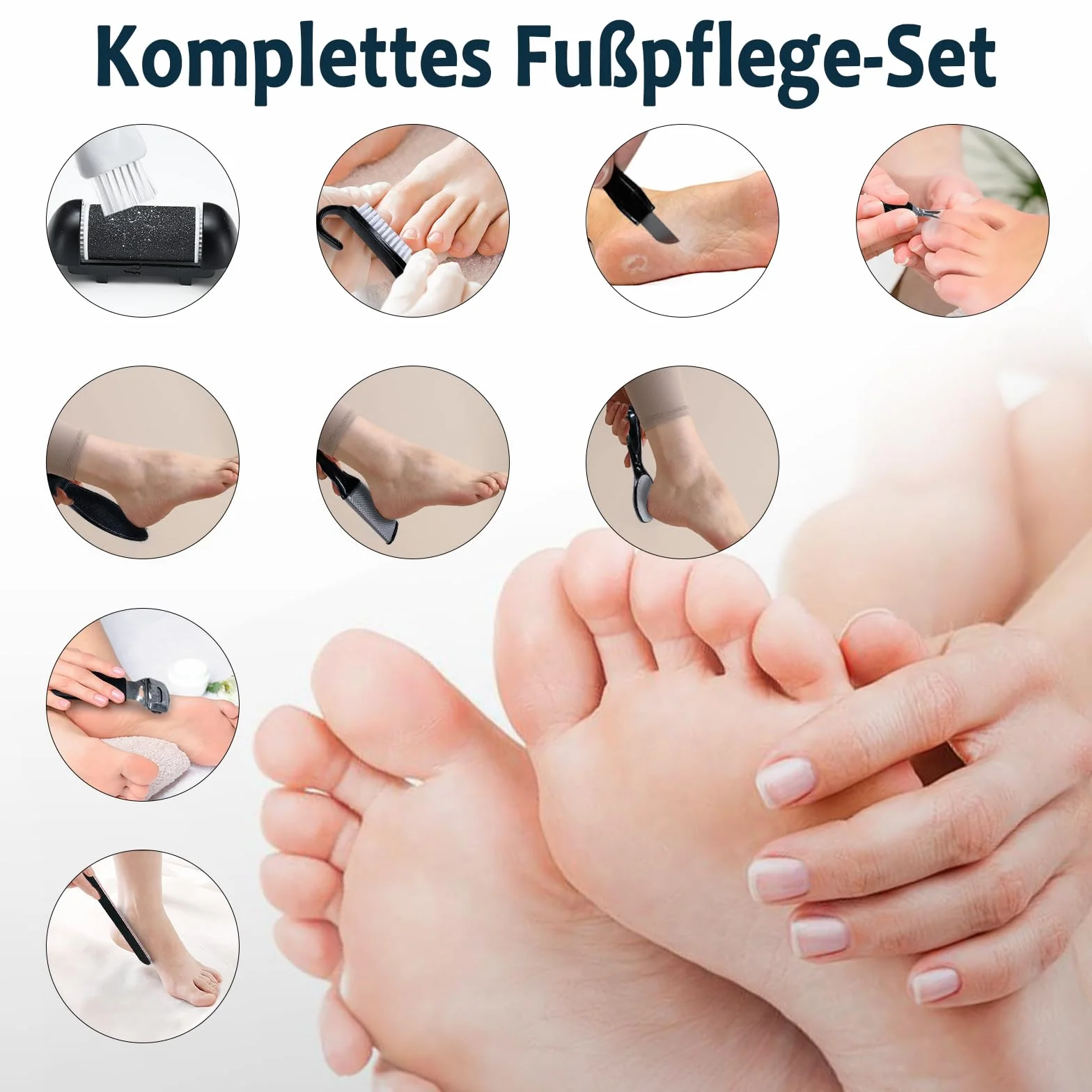 Pedicure elettrico professionale con 3 testine abrasive sostituibili, 3 velocità, rimuovi calli e talloni screpolati, nero