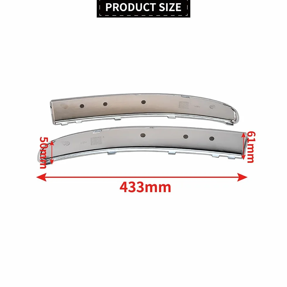 Modanatura paraurti anteriore per auto, cromata, argento, sinistra e destra, compatibile con Fiat 500 dal 2007 al 2015 735455057 735455056