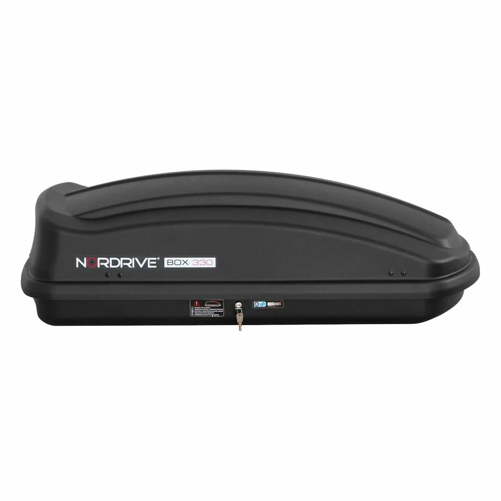 NORDRIVE N60004 Box 330, Box da Tetto per Auto in in ABS, 330 Litri - Nero Goffrato