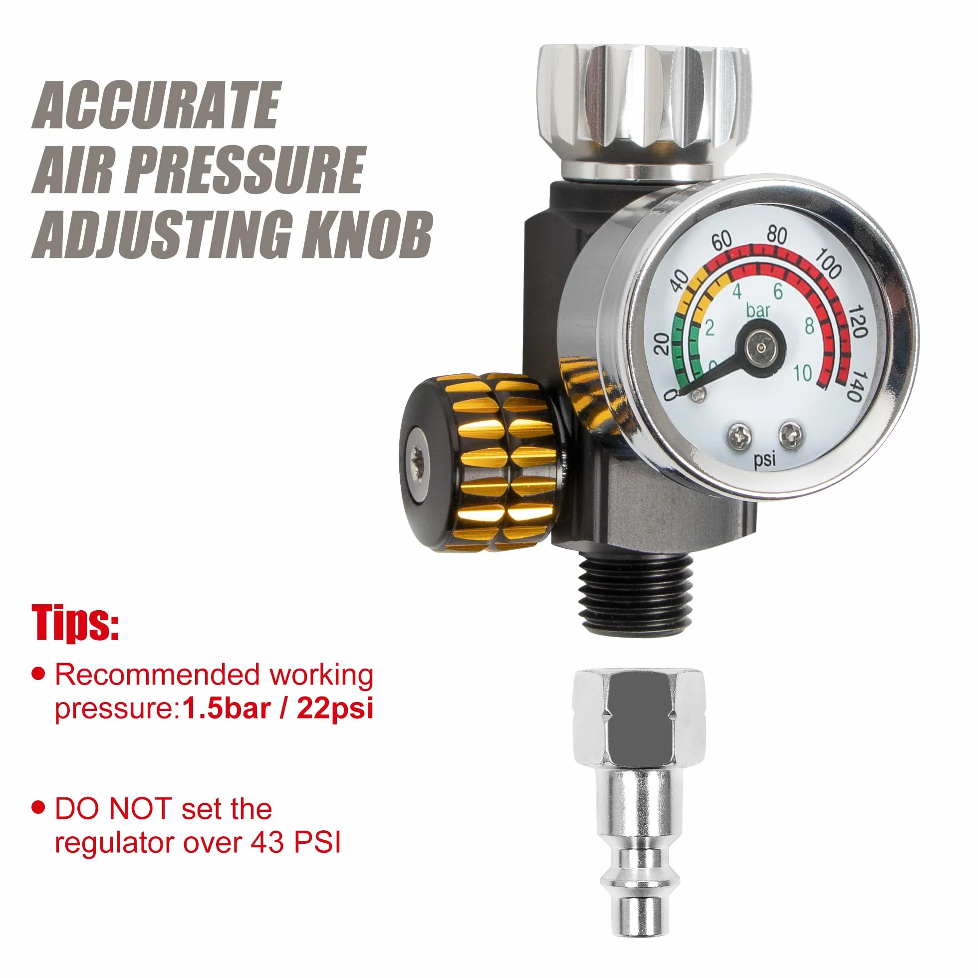 BEETRO HVLP Pistola a Spruzzo ad Aria Compressa per Vernici Trasparenti Ugello in Acciaio Inox da 1,0 mm capacità di 150 ml 7,0 CFM 22 psi