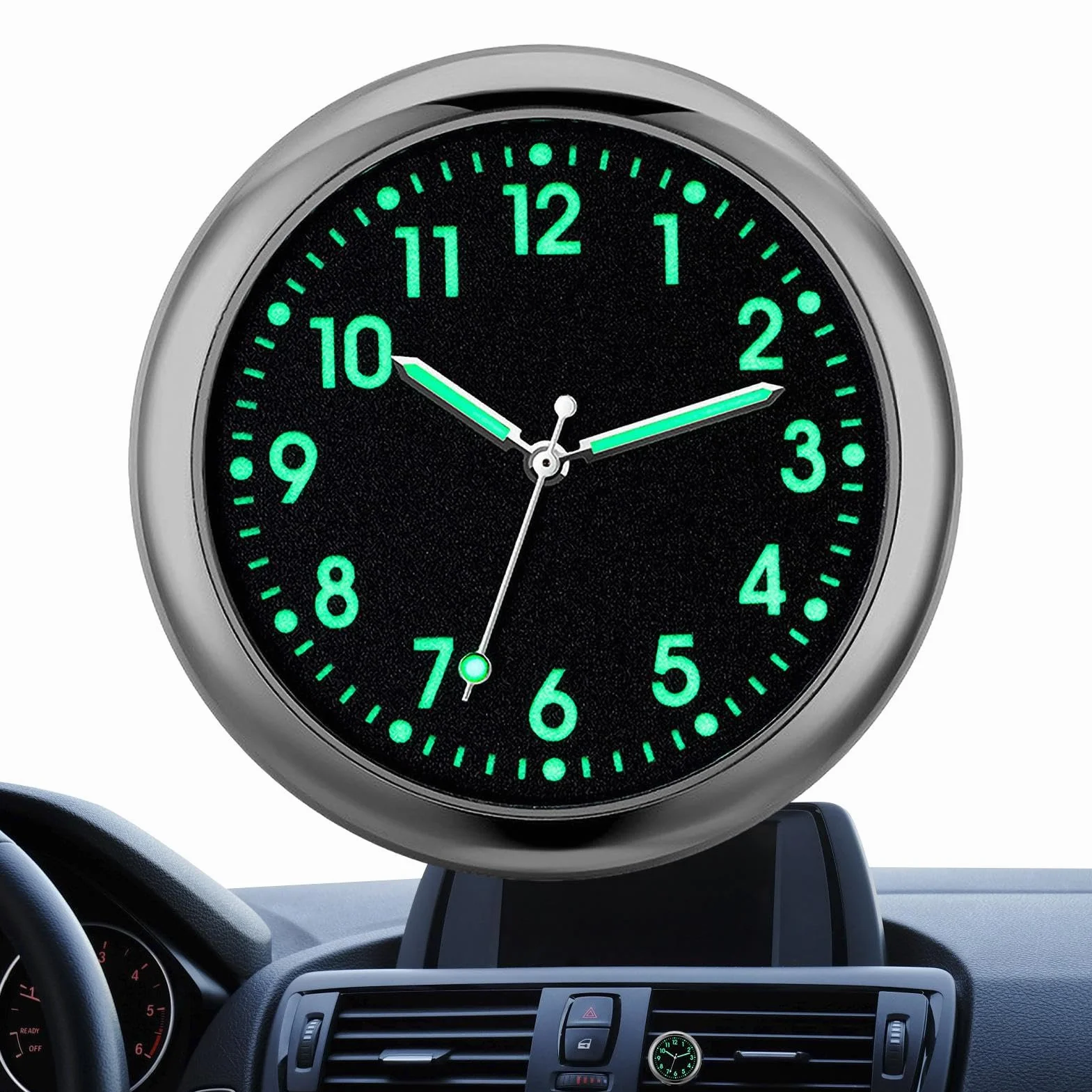 Orologi per auto per cruscotto - Orologio analogico per auto luminoso | Orologi sostitutivi per automobili al quarzo, orologio adesivo per cruscotto 'auto, adesivo per veicoli Birtern