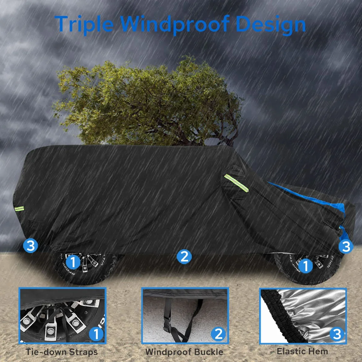 Avecrew Copertura impermeabile per Jeep Wrangler 4 porte, tutte le condizioni atmosferiche per Jeep Rain Cover per automobili, esterno completo esterno per Jeep Covers Fits JK JL TJ YJ CJ