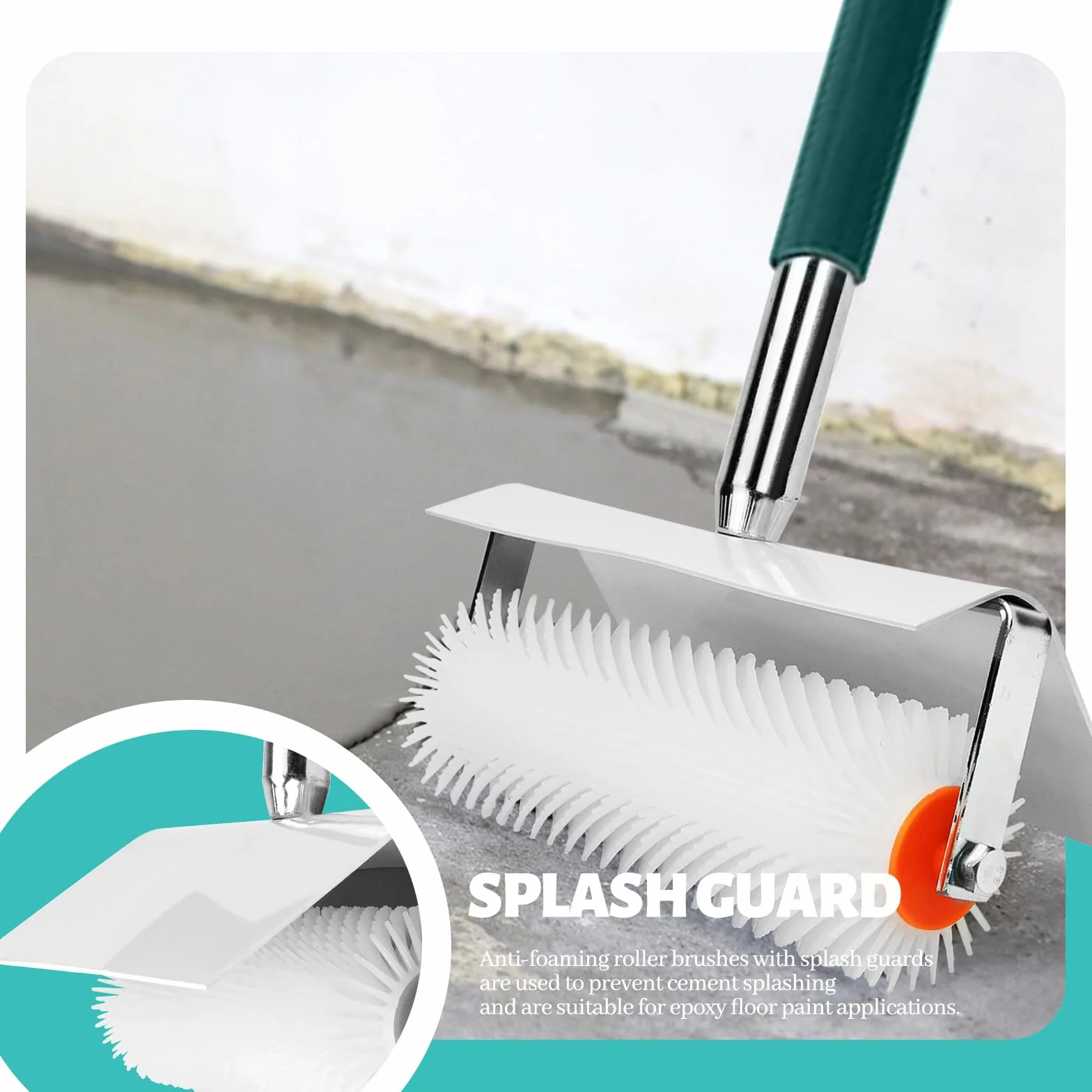 Rullo di spurgo da 25 cm, con paraspruzzi e presa del manico, rullo di sfiato con spine da 20 mm, strumento di compensazione