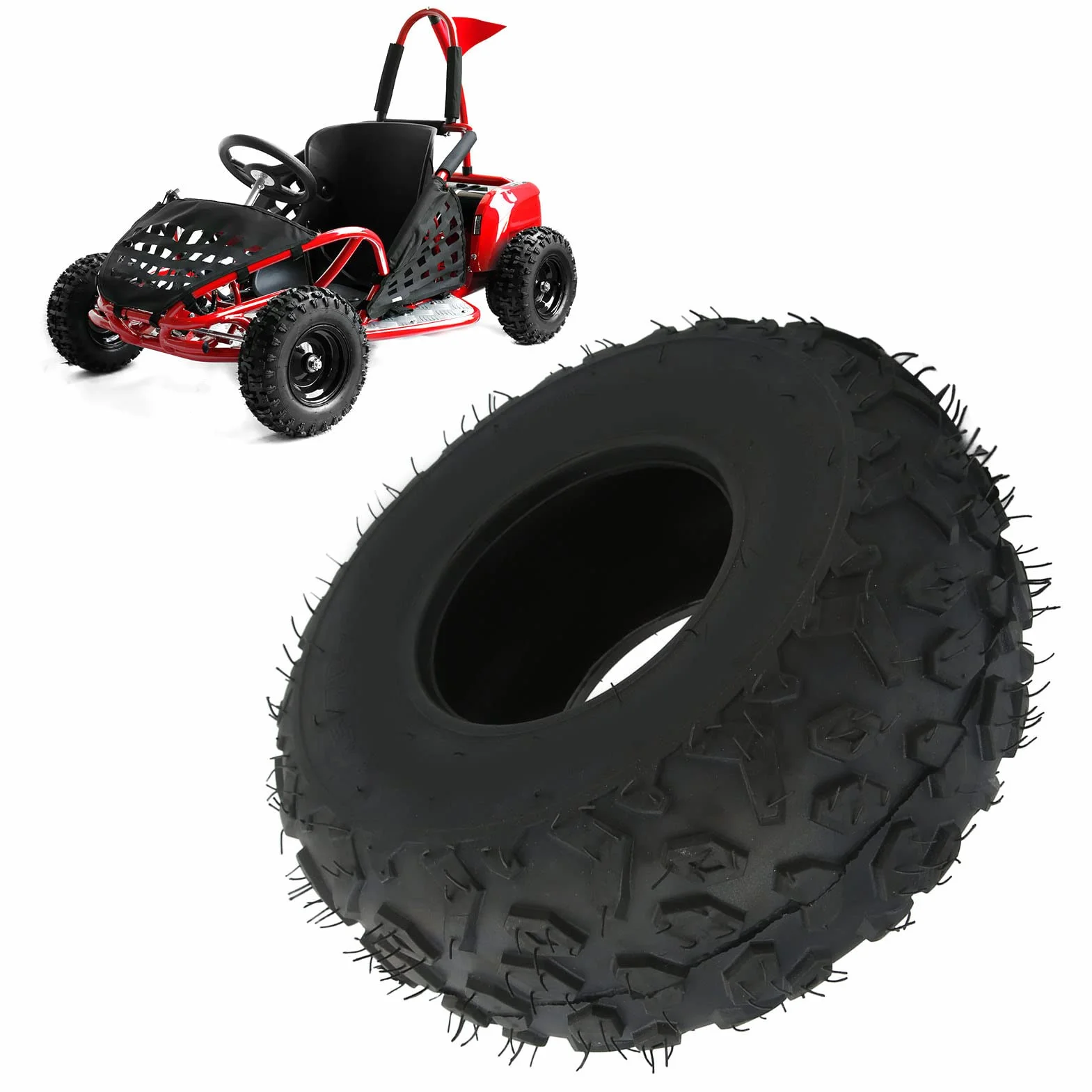 Pneumatico senza camera d'aria 145/70 6, battistrada in gomma tassellato a grande attrito Pneumatico senza camera d'aria ATV 24PSI anteriore posteriore per quad go kart
