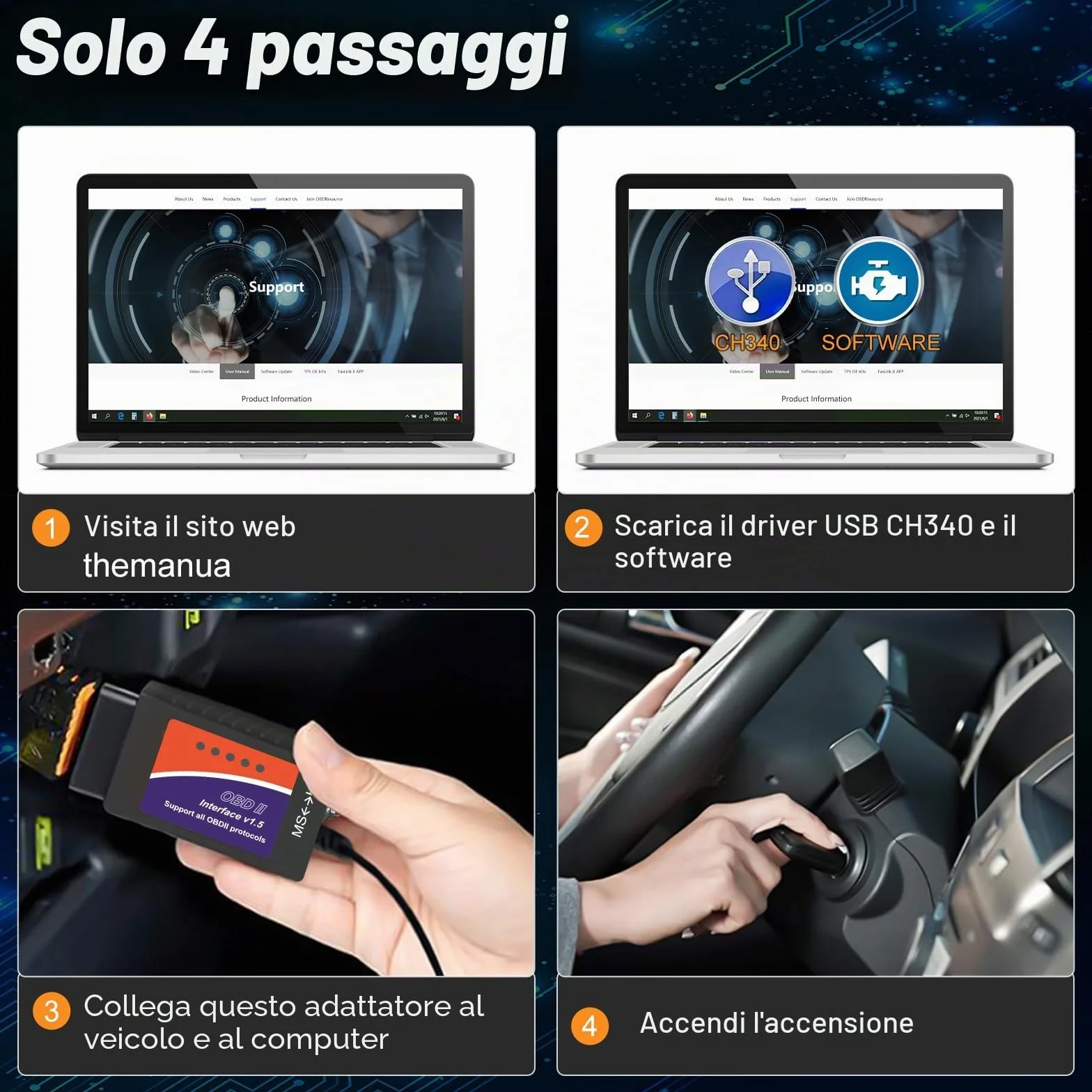 ELMconfig OBD2 Scanner USB Adattatore MS-CAN HS-CAN Diagnostico Professionale per Ford Mazda