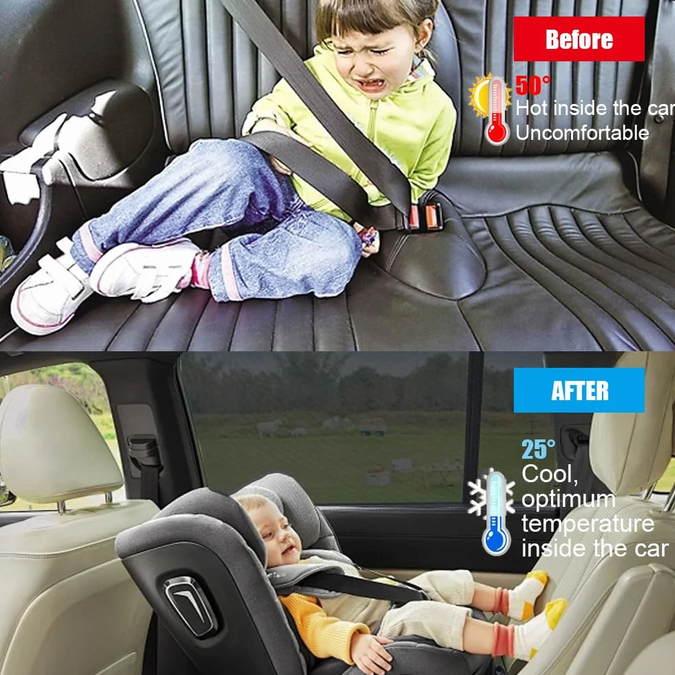 2 Pezzi Tendine Parasole Auto Bambini,Tendine Parasole Auto 100CM×50cm Universali,Block Raggi UV, Protegge Bambini e Animali,Adatto alla Maggior Parte dei Veicoli,Bambini e Adulti