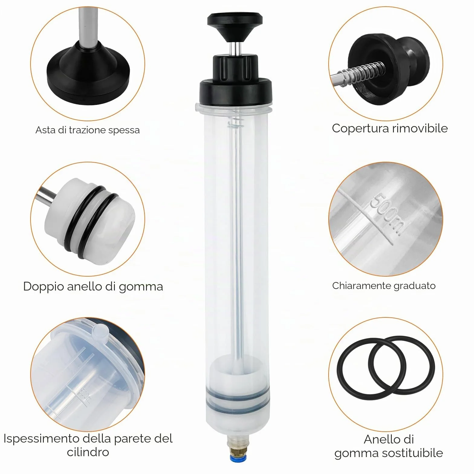 500ml Siringa di Aspirazione Dell'olio, Pompa Manuale a Siringhe, Pompa Olio Manuale, Pompas Estrattore Olio, Syringe Aspira Liquidi, per Liquido dei Freni, Oli Trasmissione