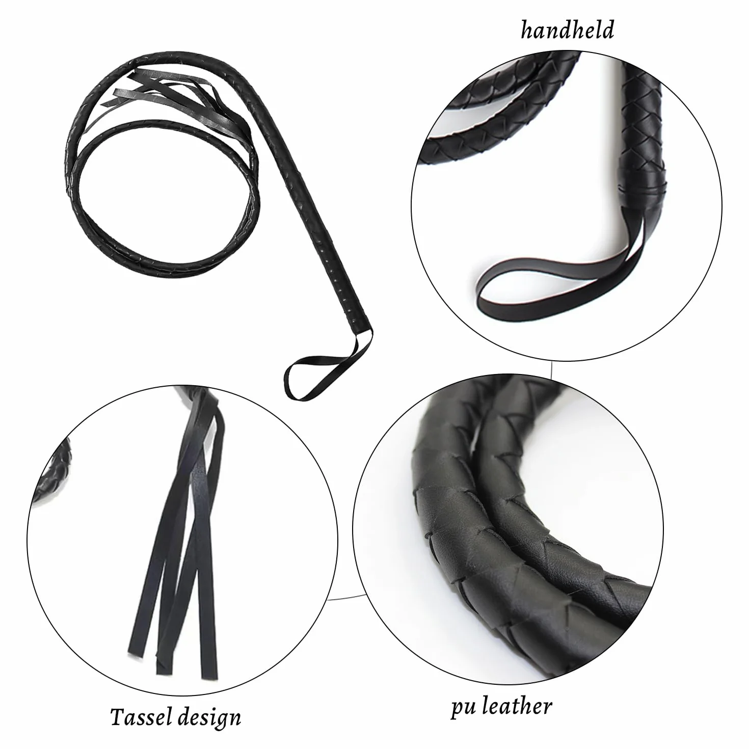 Frusta in Pelle Nera, Accessori Costume Maschera, Giocattoli Adulti