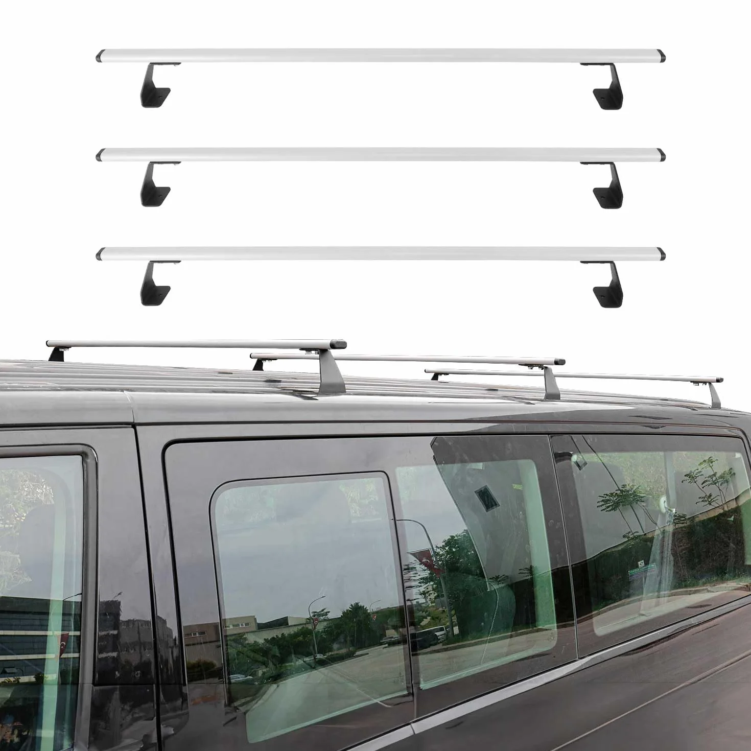 OMAC Heavy Duty Barre Portatutto Trasversali Compatibili con FIAT Doblo II 2010-2021 – 3 Stangen – Acciaio Argento