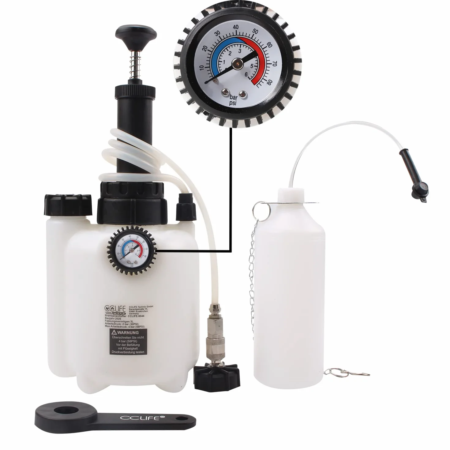 CCLIFE Spurgo Freni Manuale 3L Kit Cambio Liquido Freni e Frizione con Adattatore Universale E20