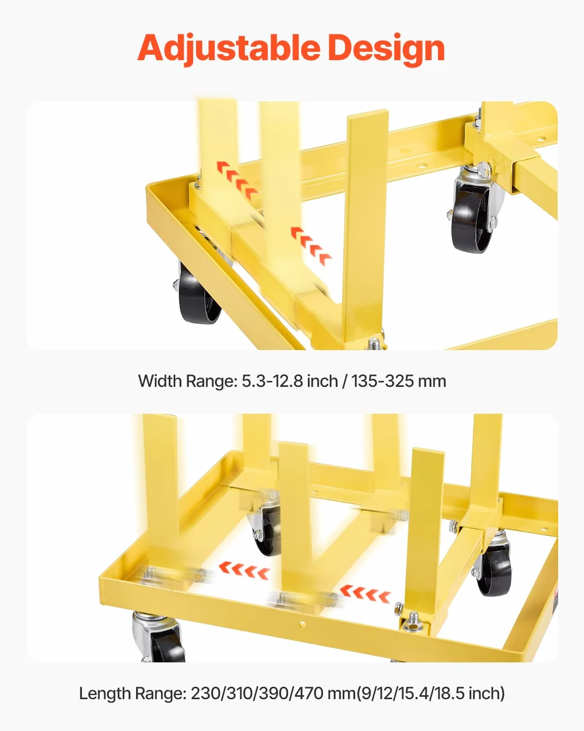 VEVOR Supporto Motore Sollevatore Motore 340 kg Regolabile in Acciaio con 4 Ruote Girevoli