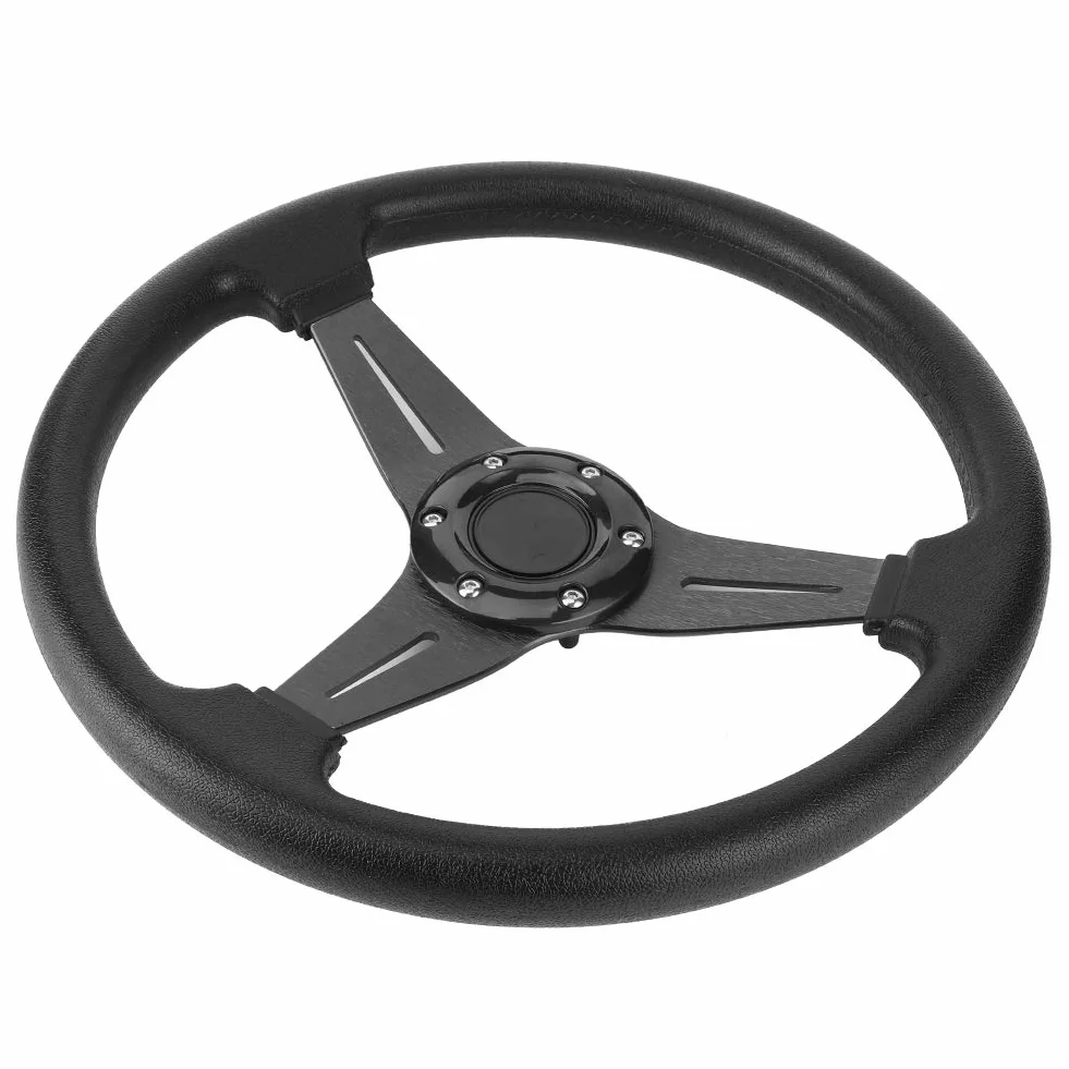 Volante Sportivo, Sostituzione del Volante Universale per Auto 350 Mm, Volante Deep Dish (Nero)