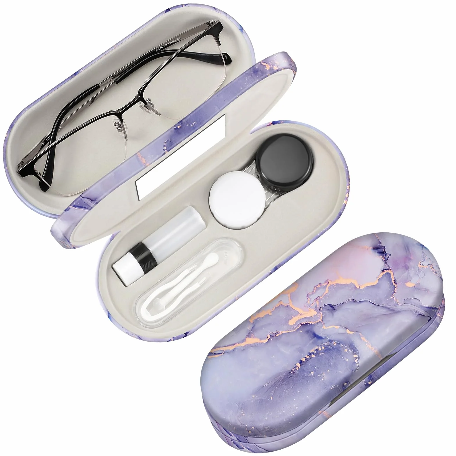 FINTIE 2 in 1 Porta Lenti a Contatto Custodia da Viaggio con Specchio Integrato
